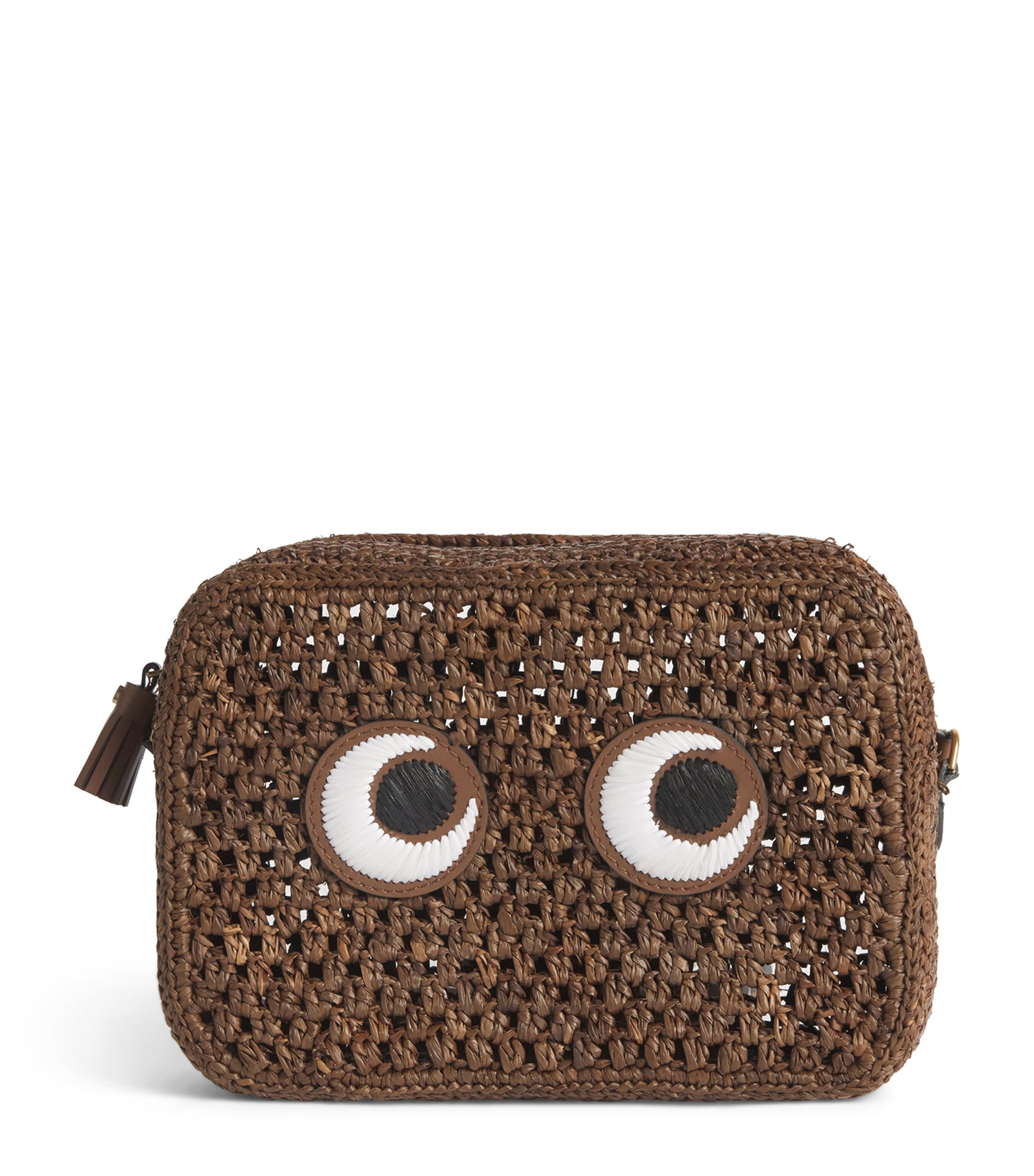 Anya Hindmarch Raffia Eyes Cross-Body Bag Otter Brown