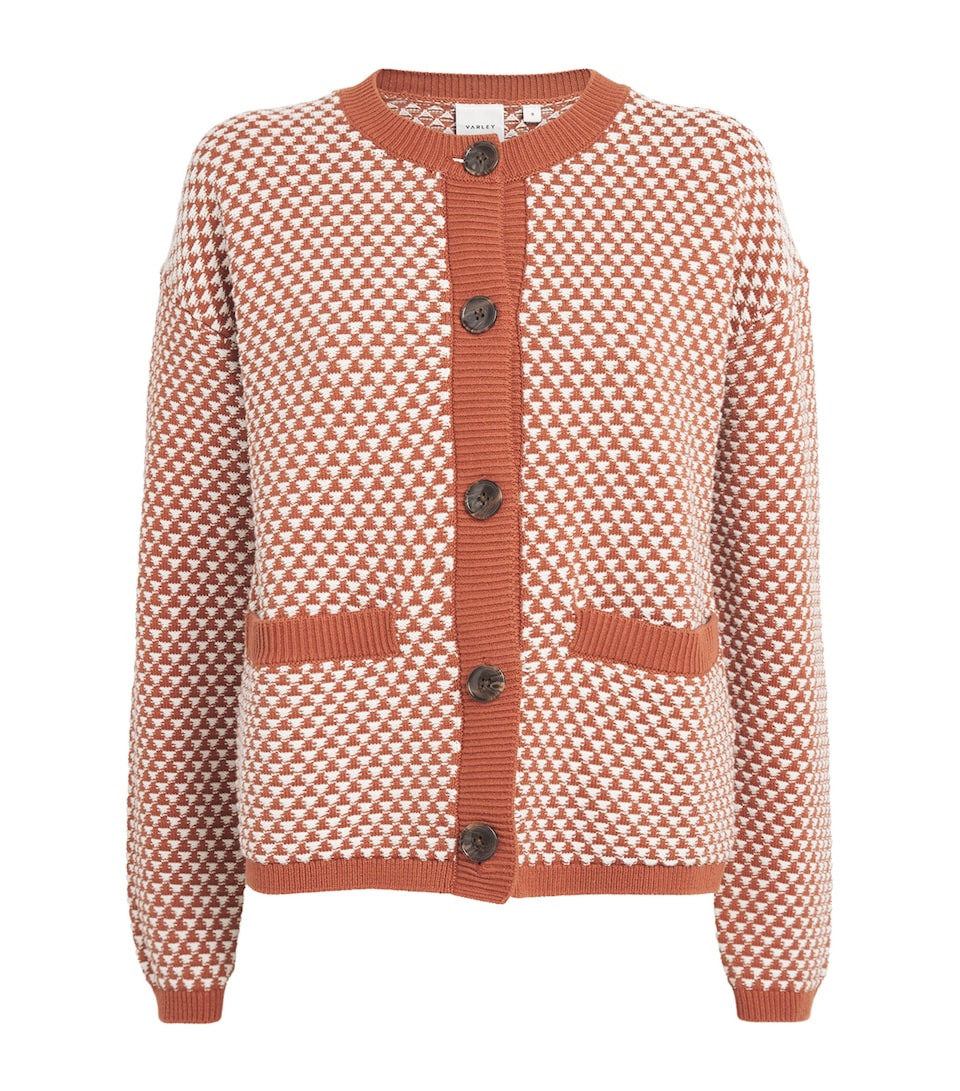 Varley Womens Cotton Jacquard Elmwick Cardigan Maple