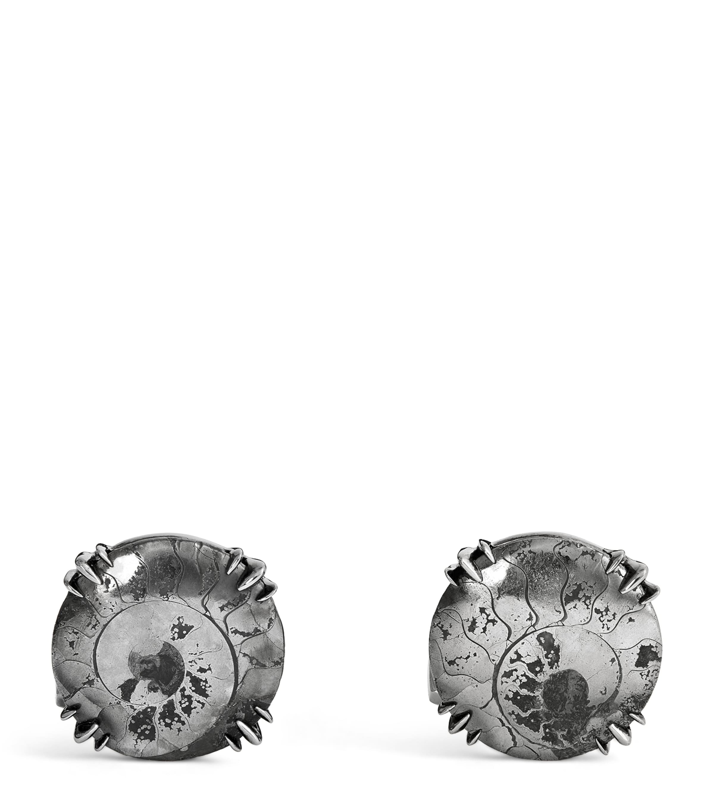 Sterling Silver and Pyritised Ammonite Cufflinks