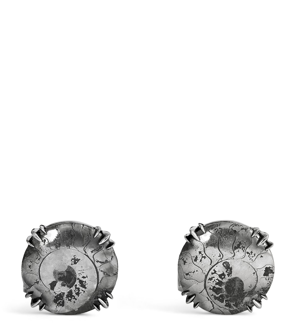 Sterling Silver and Pyritised Ammonite Cufflinks