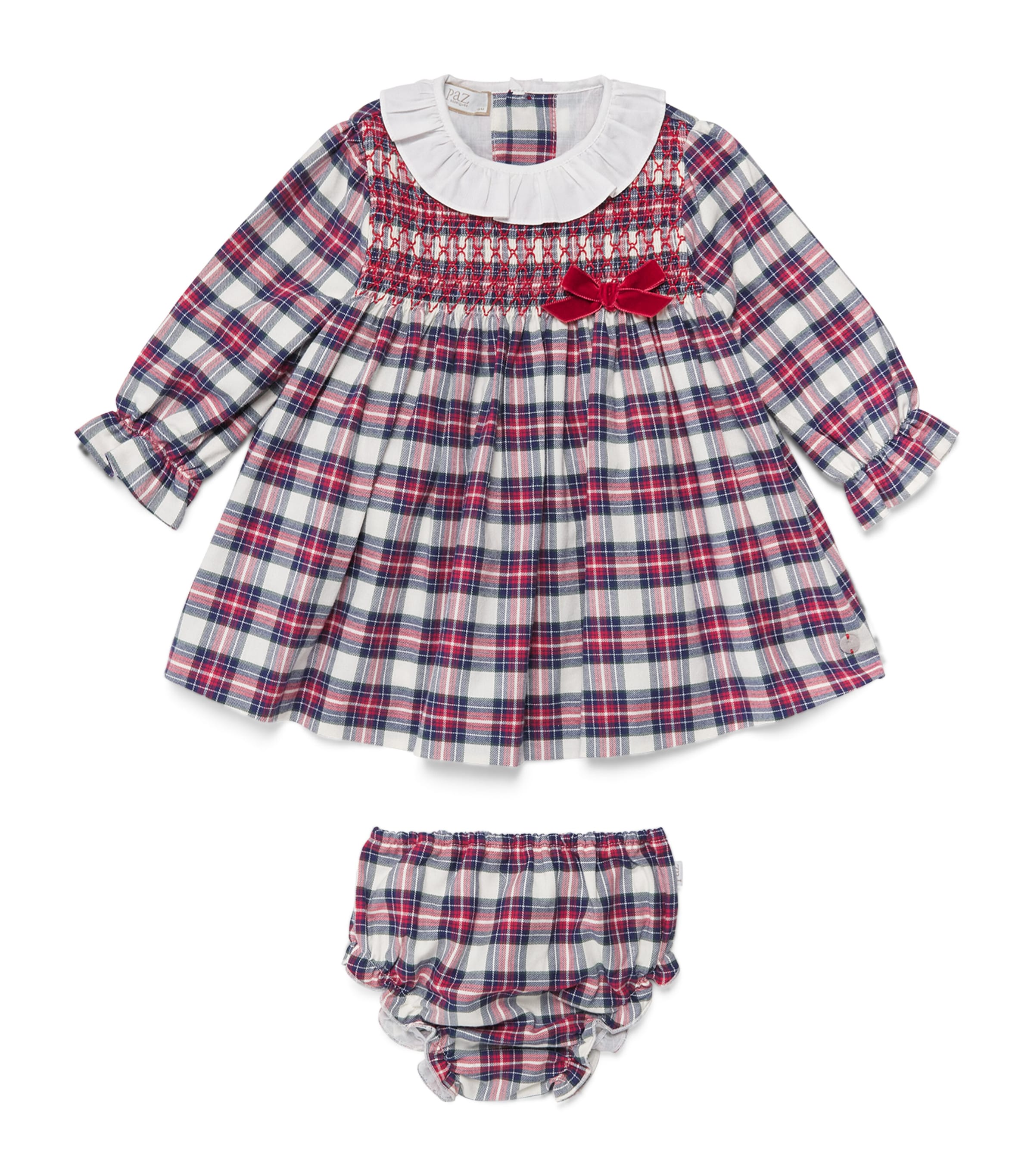 Paz Rodriguez Cotton Check Dress and Bloomers Set (3 Months – 4 Years) Red