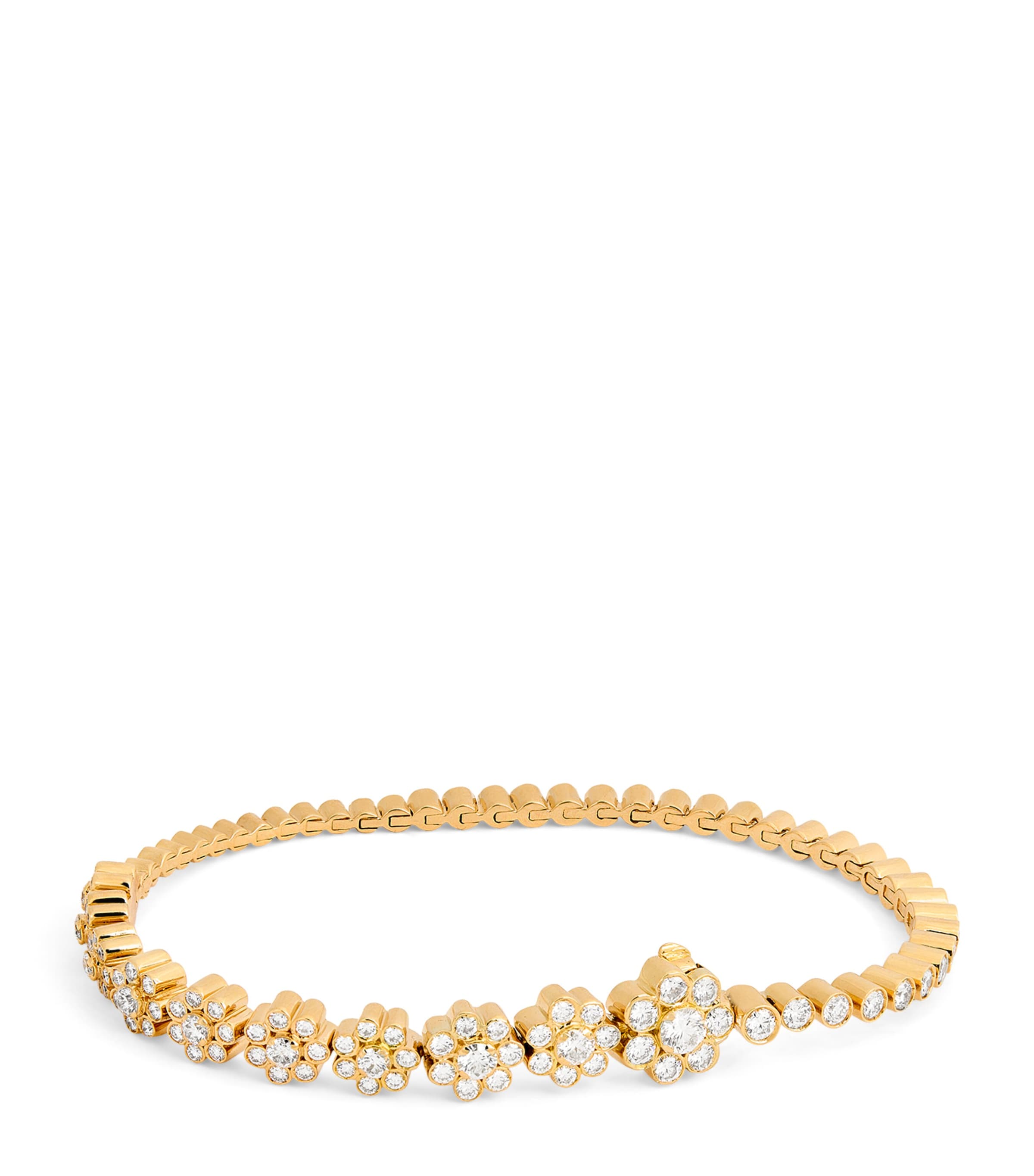 Yellow Gold and Diamond Fleur de Tennis Bracelet