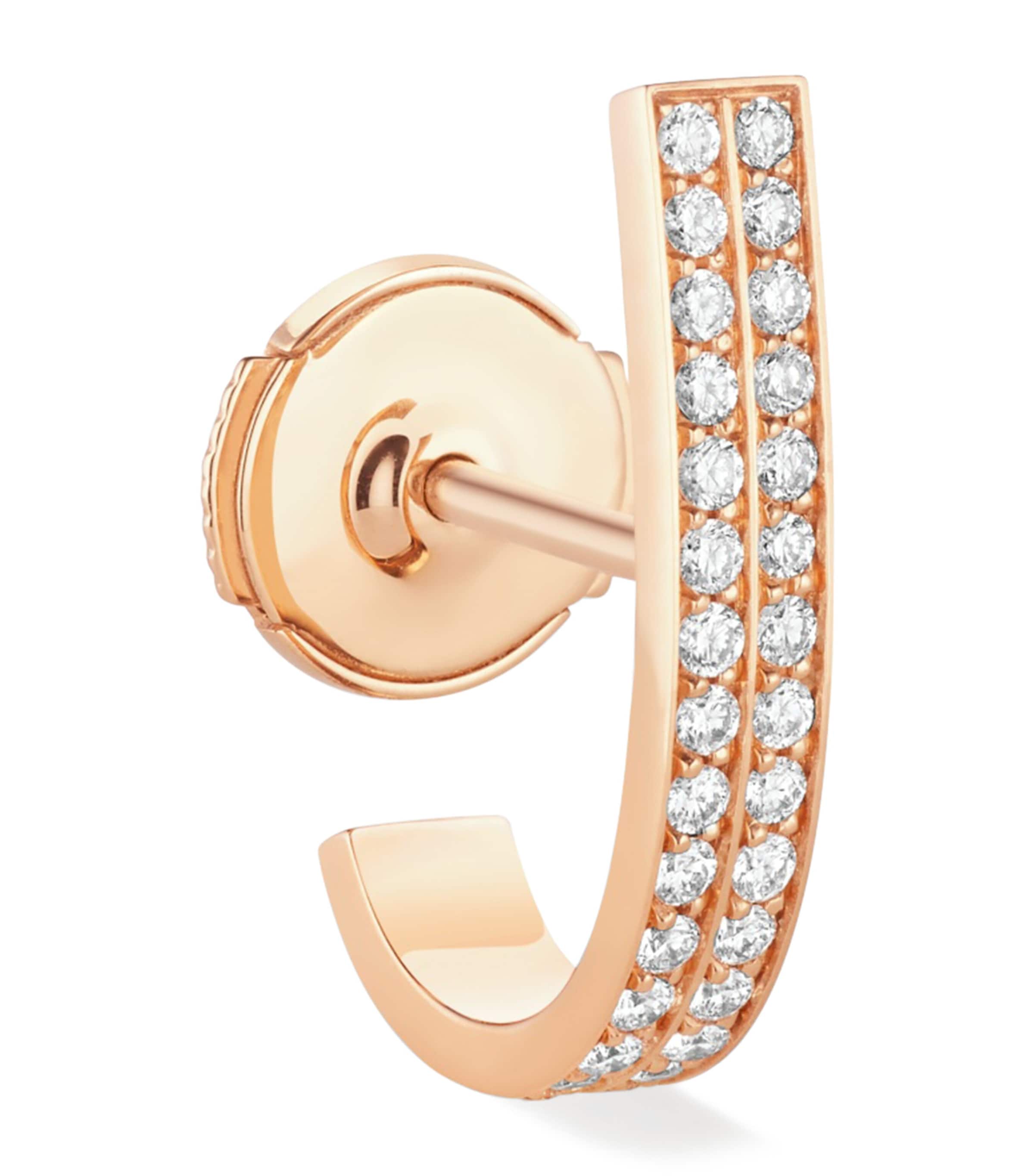 Repossi Rose Gold and Diamond Berbere Single Hoop Earring Pink Gold