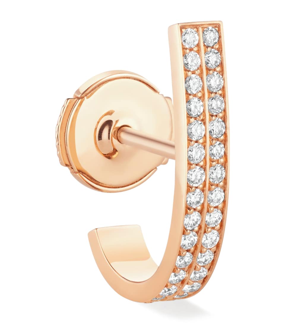 Repossi Rose Gold and Diamond Berbere Single Hoop Earring Pink Gold