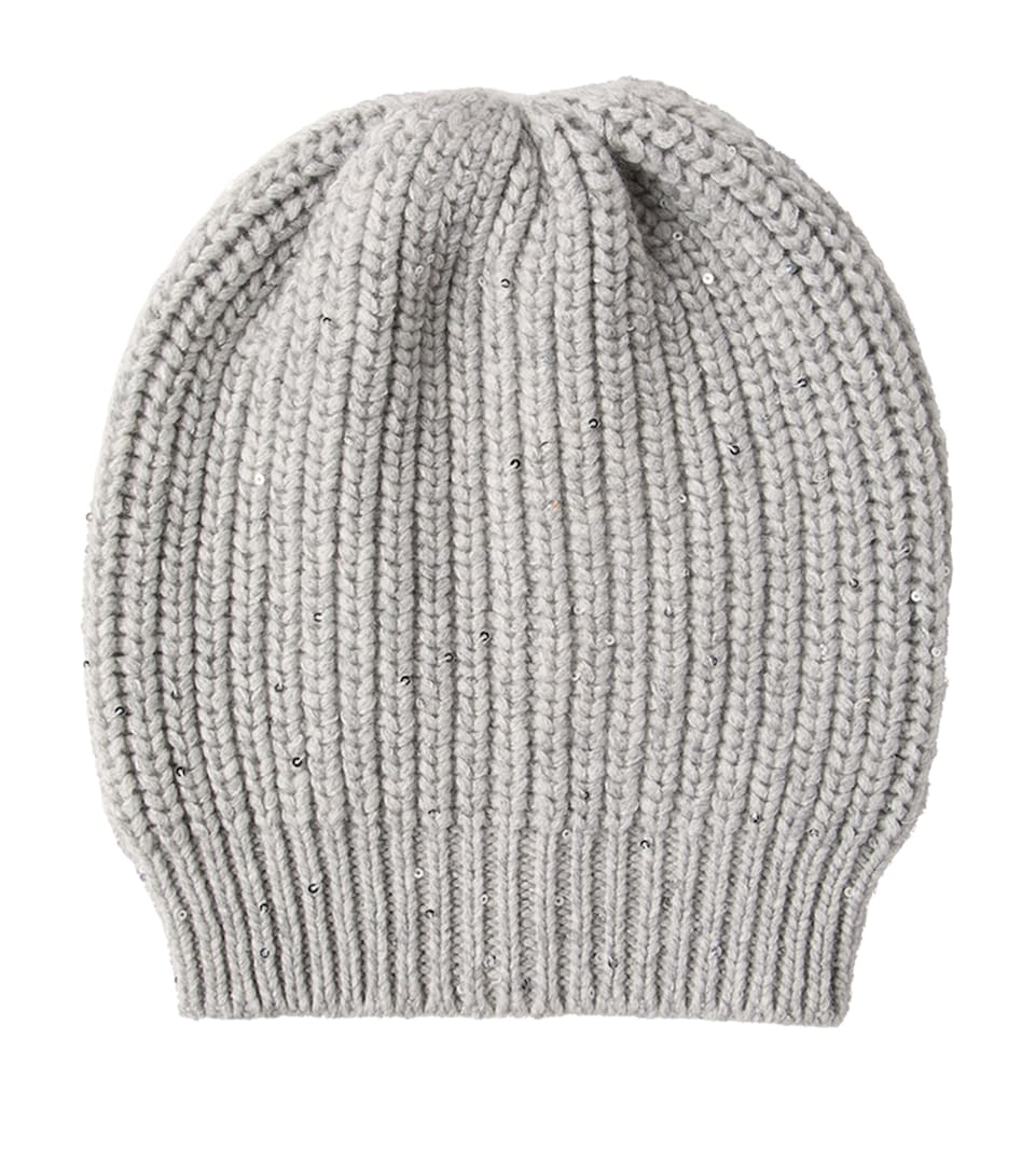 Brunello Cucinelli Silk-Cashmere Embellished Beanie
