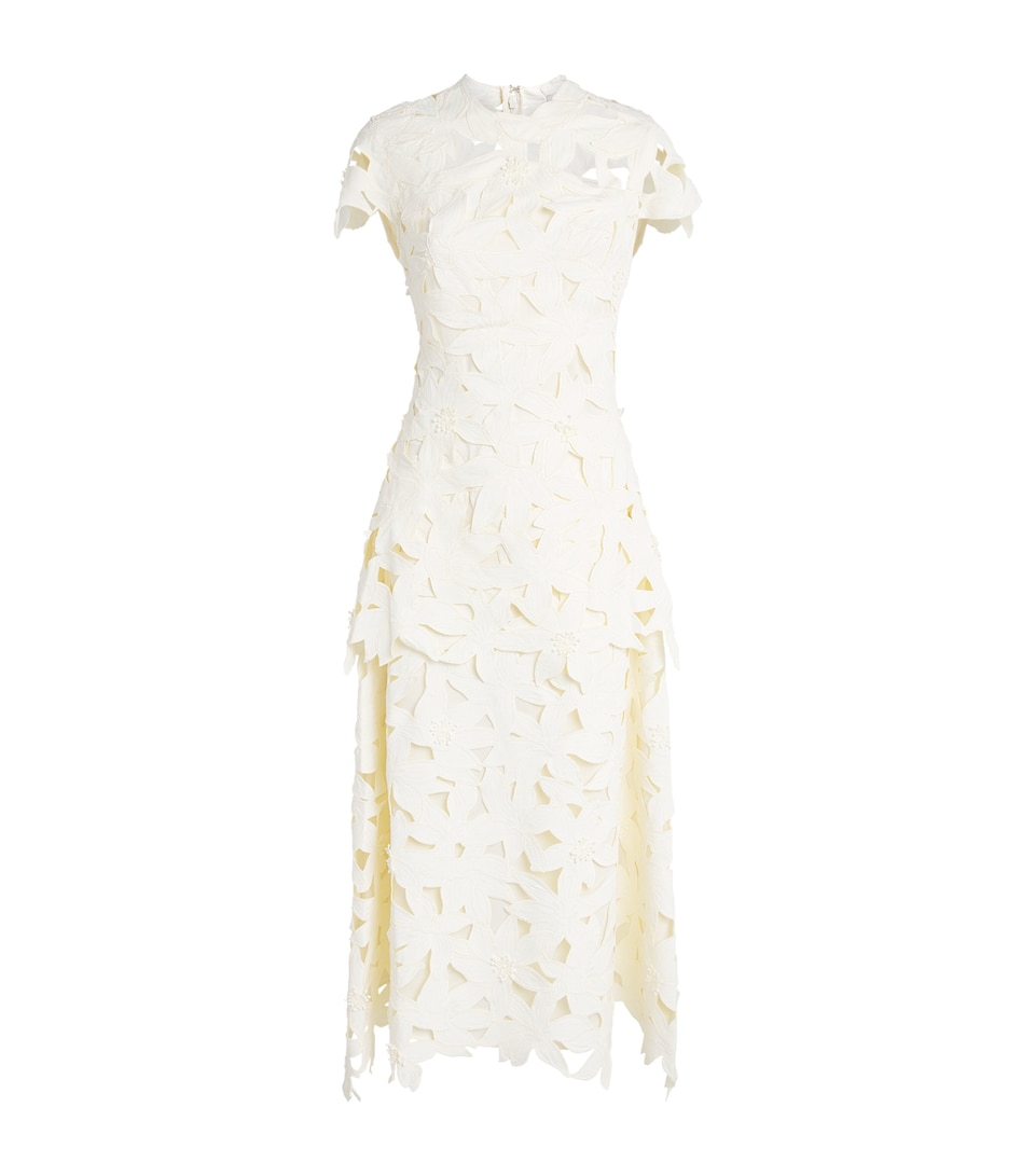 Simkhai Womens Broderie Anglaise Neve Midi Dress Ivory