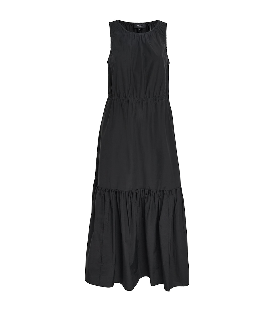 Cotton-Blend Tiered Midi Dress