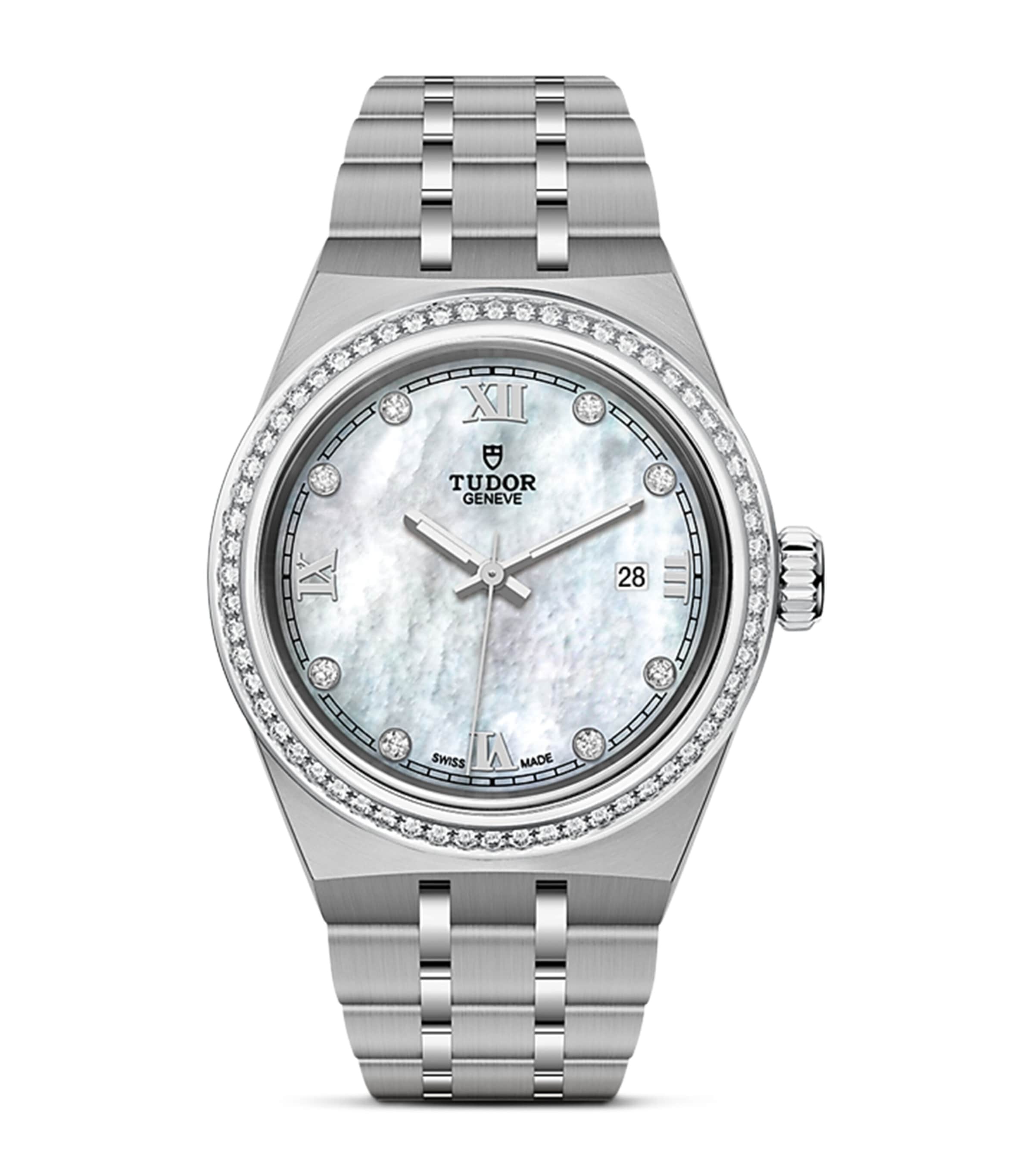Day Date Stainless Steel and Diamond Watch 28mm