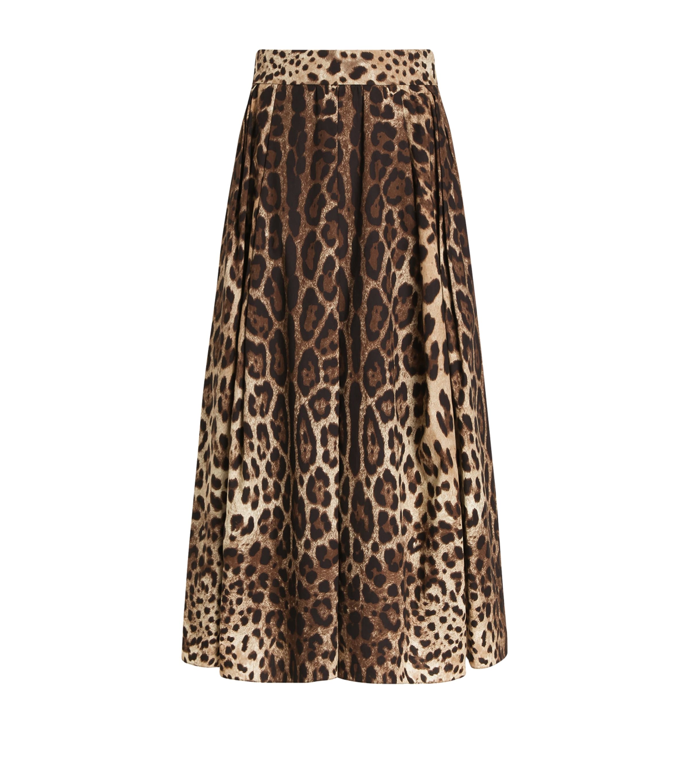 Dolce&Gabbana Womens Cotton Leopard Print Midi Skirt Leo New