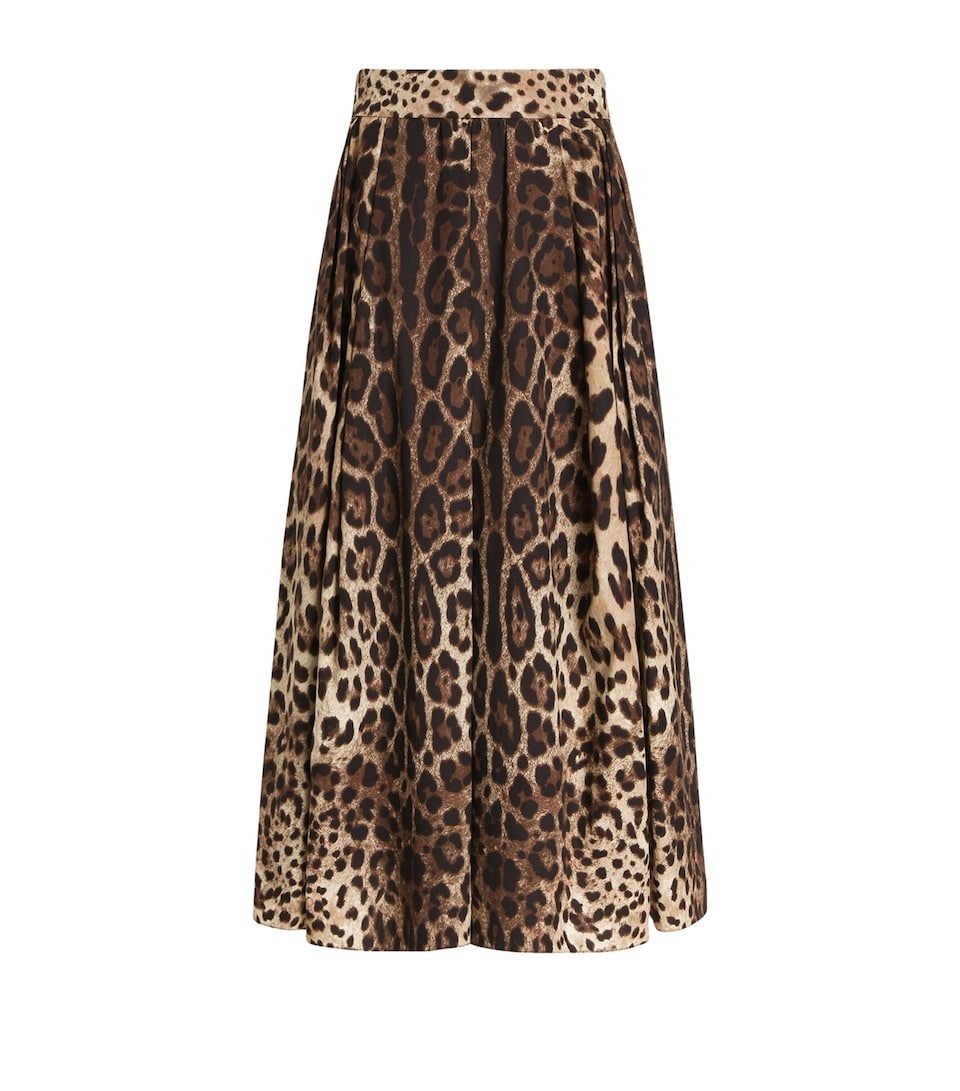 Dolce&Gabbana Womens Cotton Leopard Print Midi Skirt Leo New