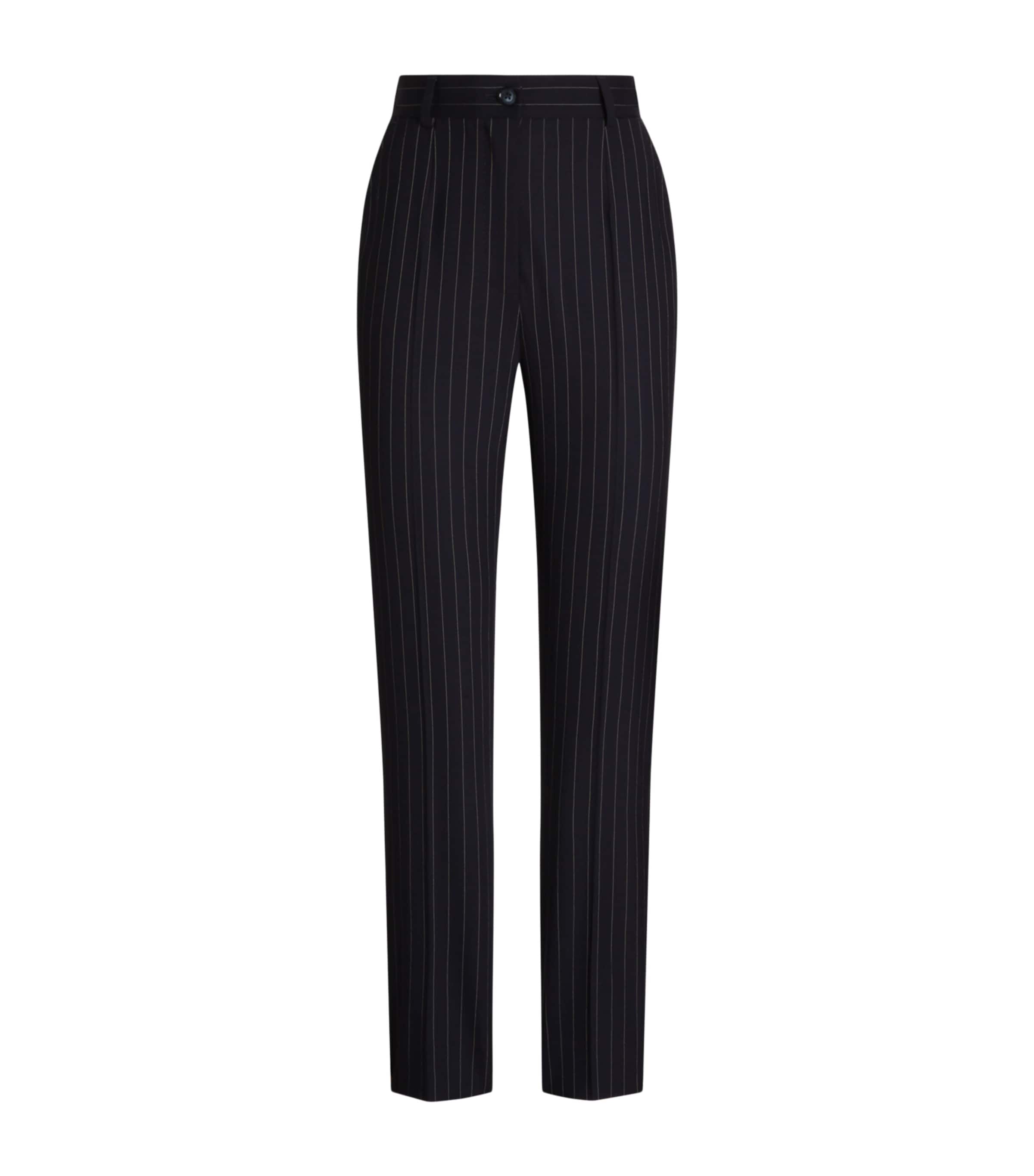 Dolce&Gabbana Womens Wool-Blend Pinstripe Trousers Striped