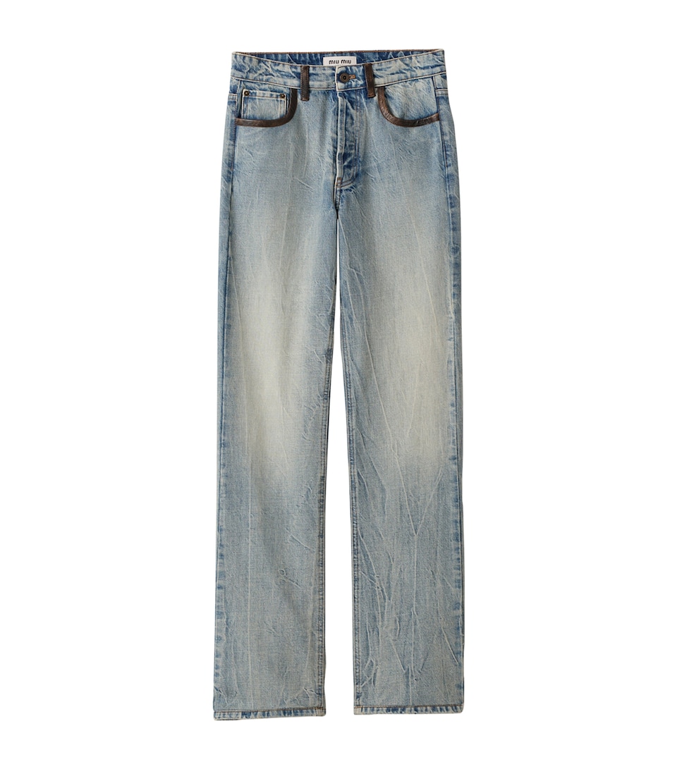 Leather Trim Jeans