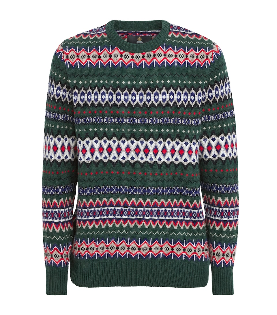 Barbour Mens Wool Case Fair Isle Sweater Sycamore