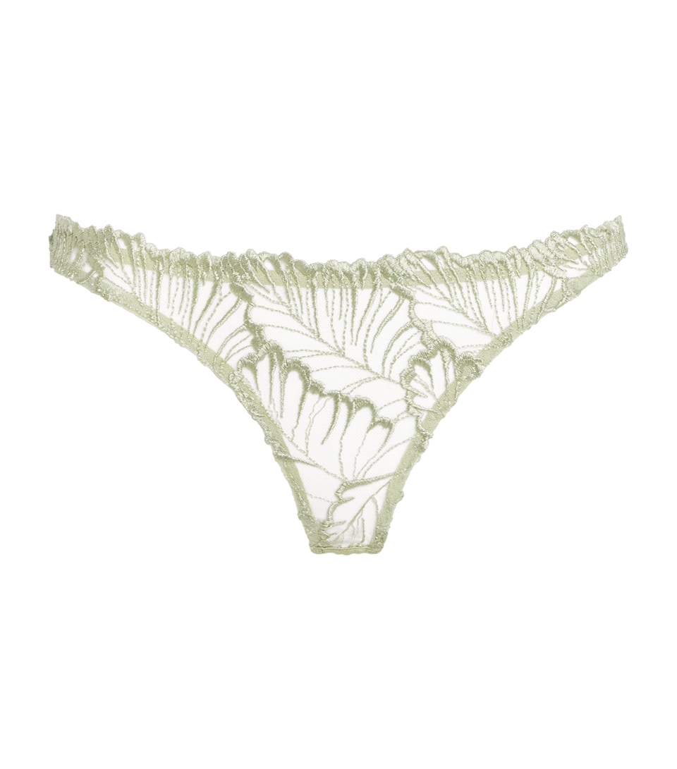 Coco De Mer Womens Lace Laurel Open Briefs Pistachio