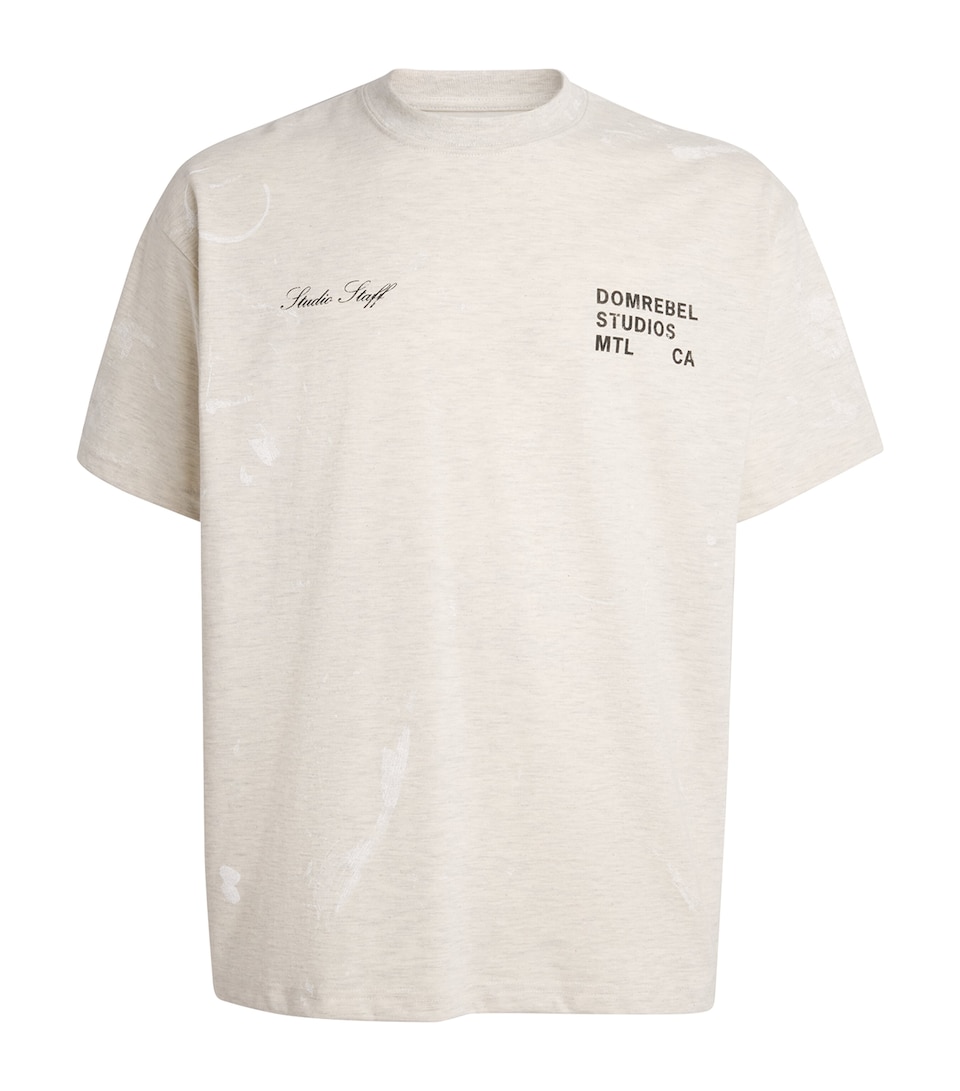 DOMREBEL Mens Cotton Staff T-Shirt Greige