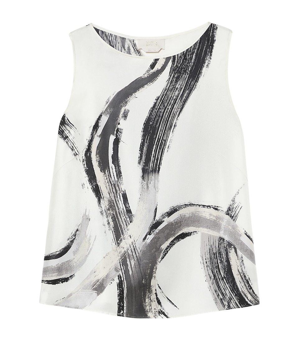 Marina Rinaldi Womens Silk Printed Blouse White Black