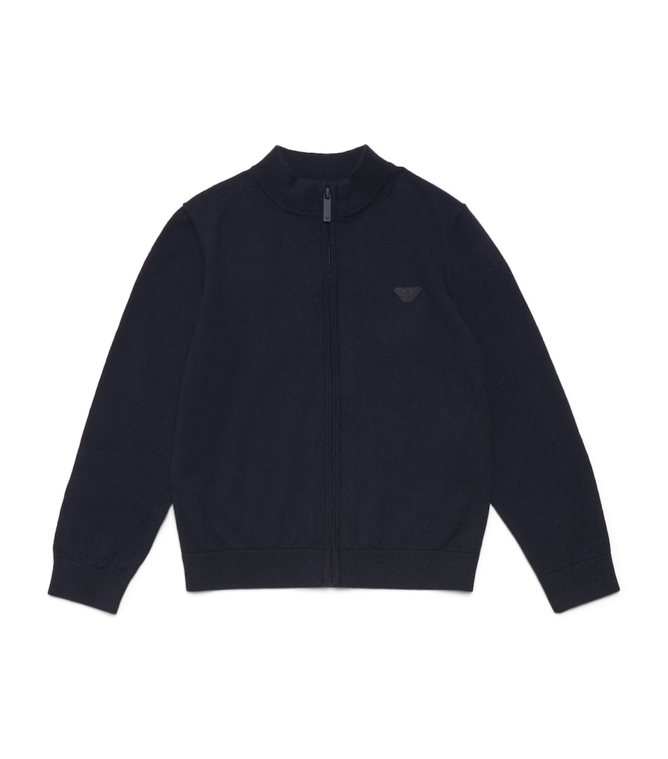 Emporio Armani Kids Eagle Zip-Up Cardigan (4-16 Years) Ico Blu Navy Ea