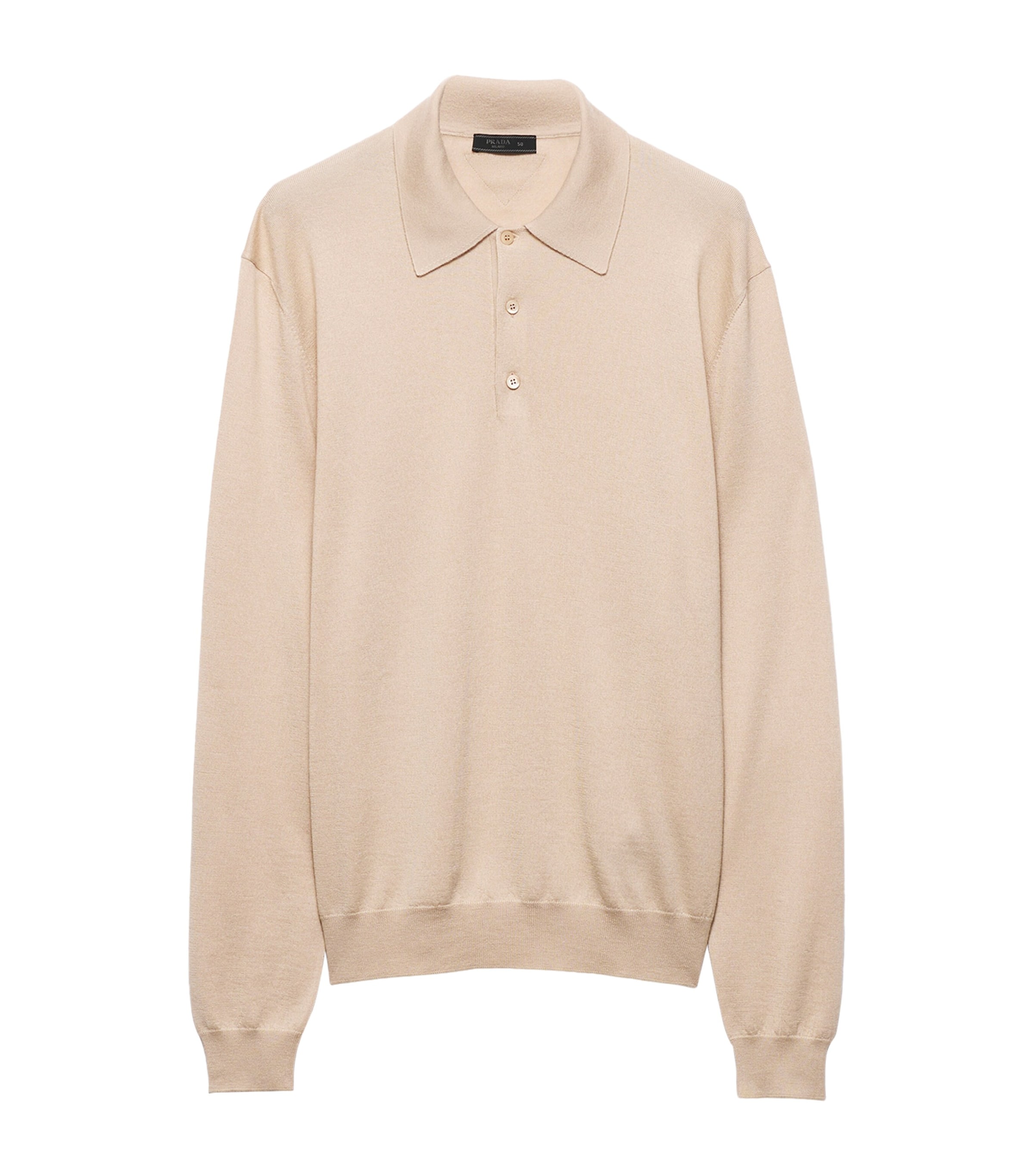 Prada Mens Cashmere-Silk Polo Shirt Neutral