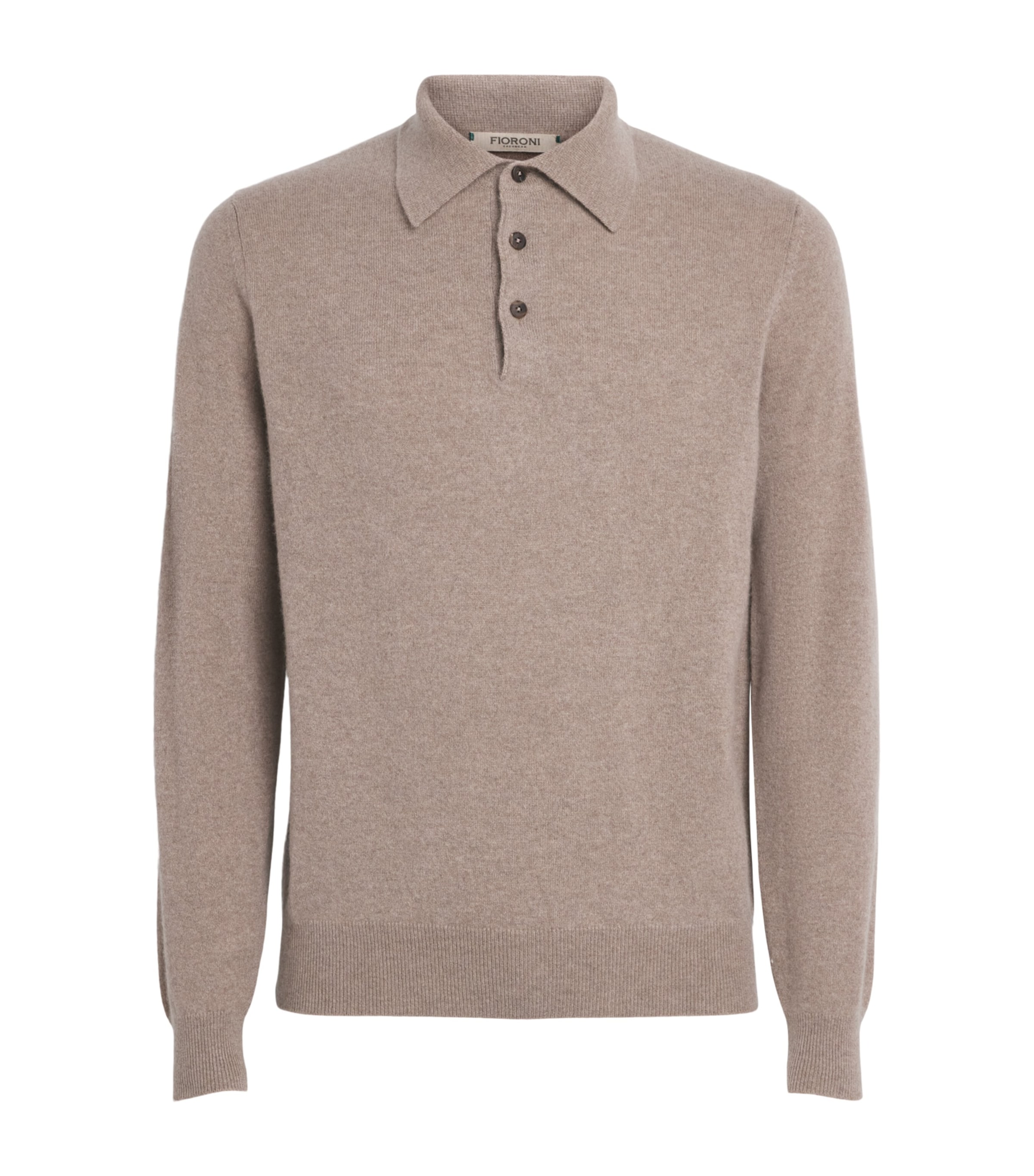 Fioroni Cashmere Mens Cashmere Long-Sleeve Polo Shirt Torto