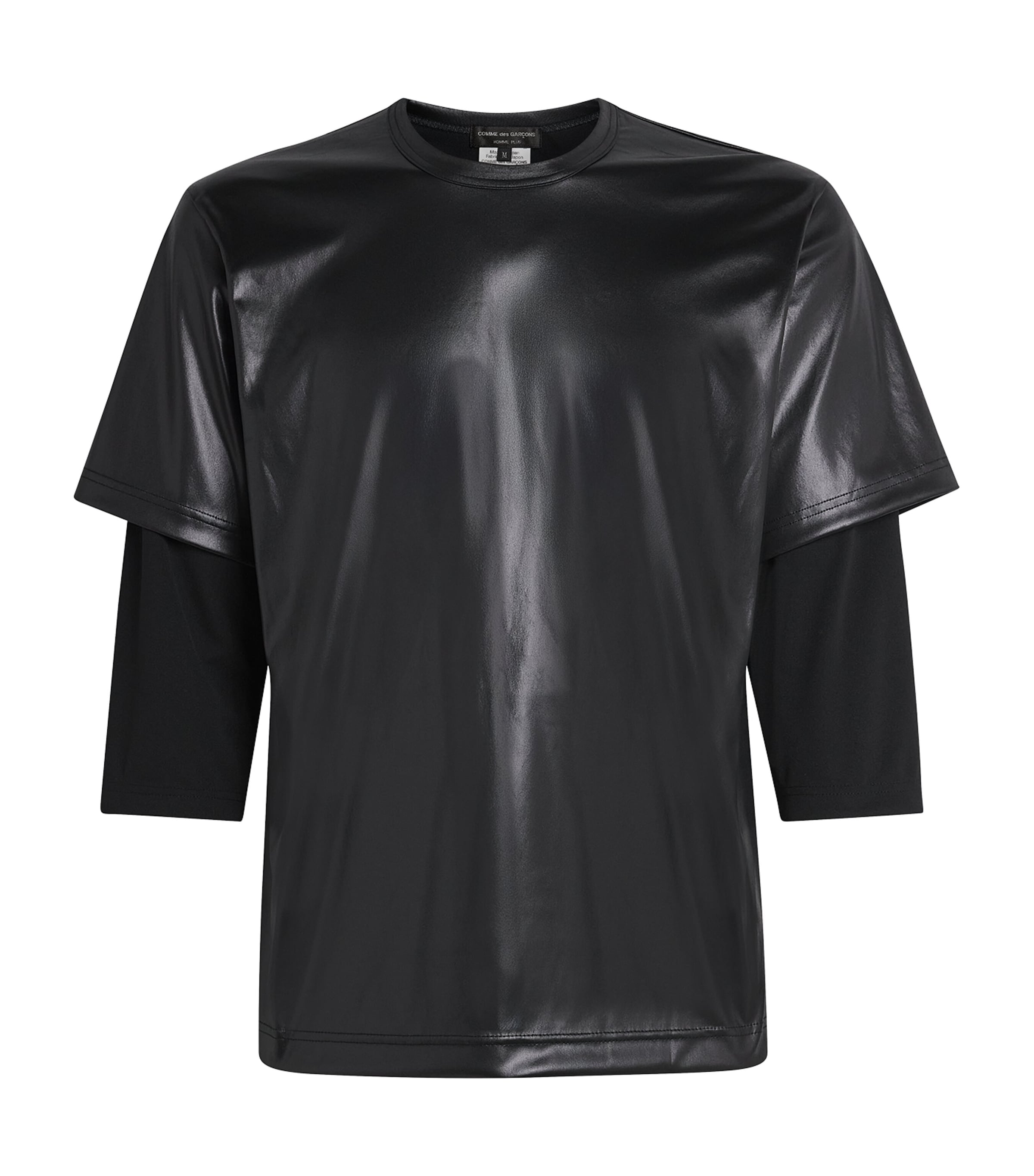 Comme Des Garçons Mens Glossy Layered T-Shirt Black X Black