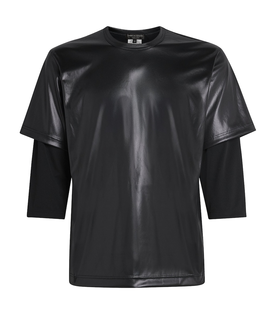 Comme Des Garçons Mens Glossy Layered T-Shirt Black X Black