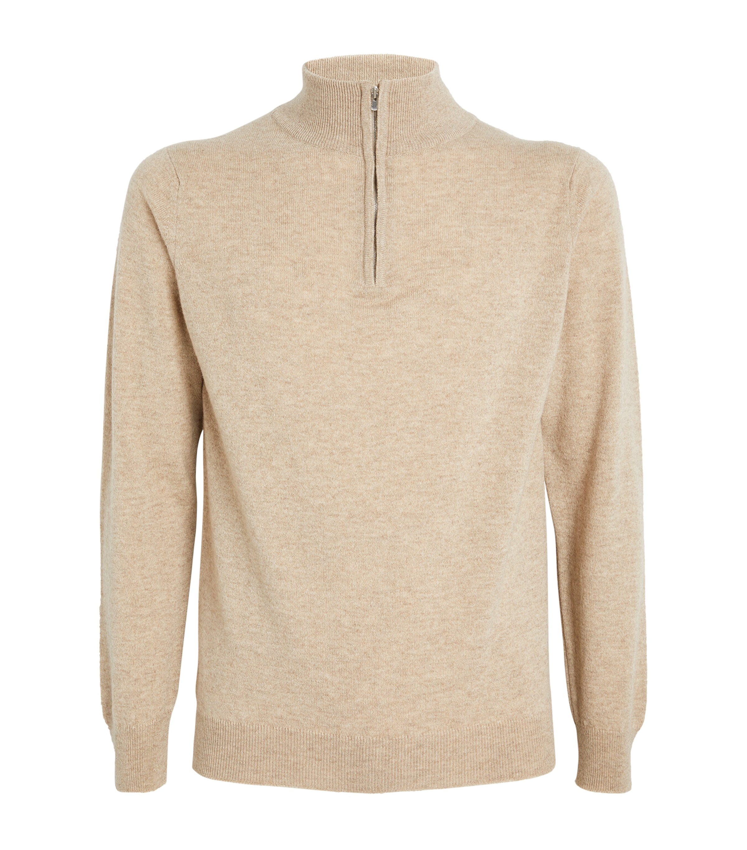 Harrods Mens Cashmere Zip-Up Sweater Oatmeal Marl
