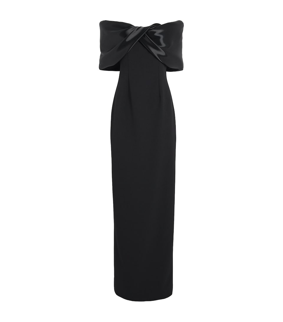 Pamella Roland Womens Twist-Detail Off-The-Shoulder Gown Black