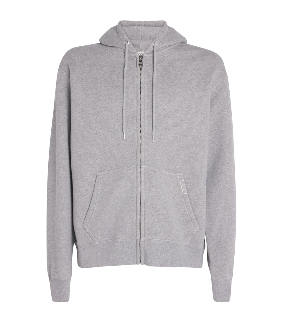 JW Anderson Mens Cotton Zip-Up Hoodie Mid Grey Melange
