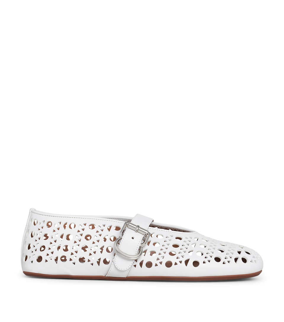 Alaïa Lambskin Vienne Ballet Flats Blanc Casse