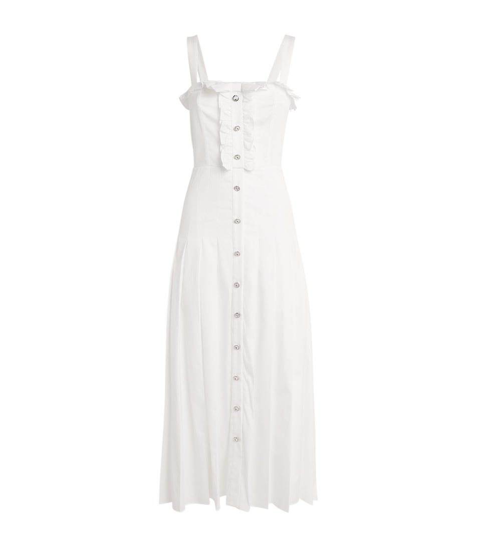 Cotton Poplin Pleated Midi Dress