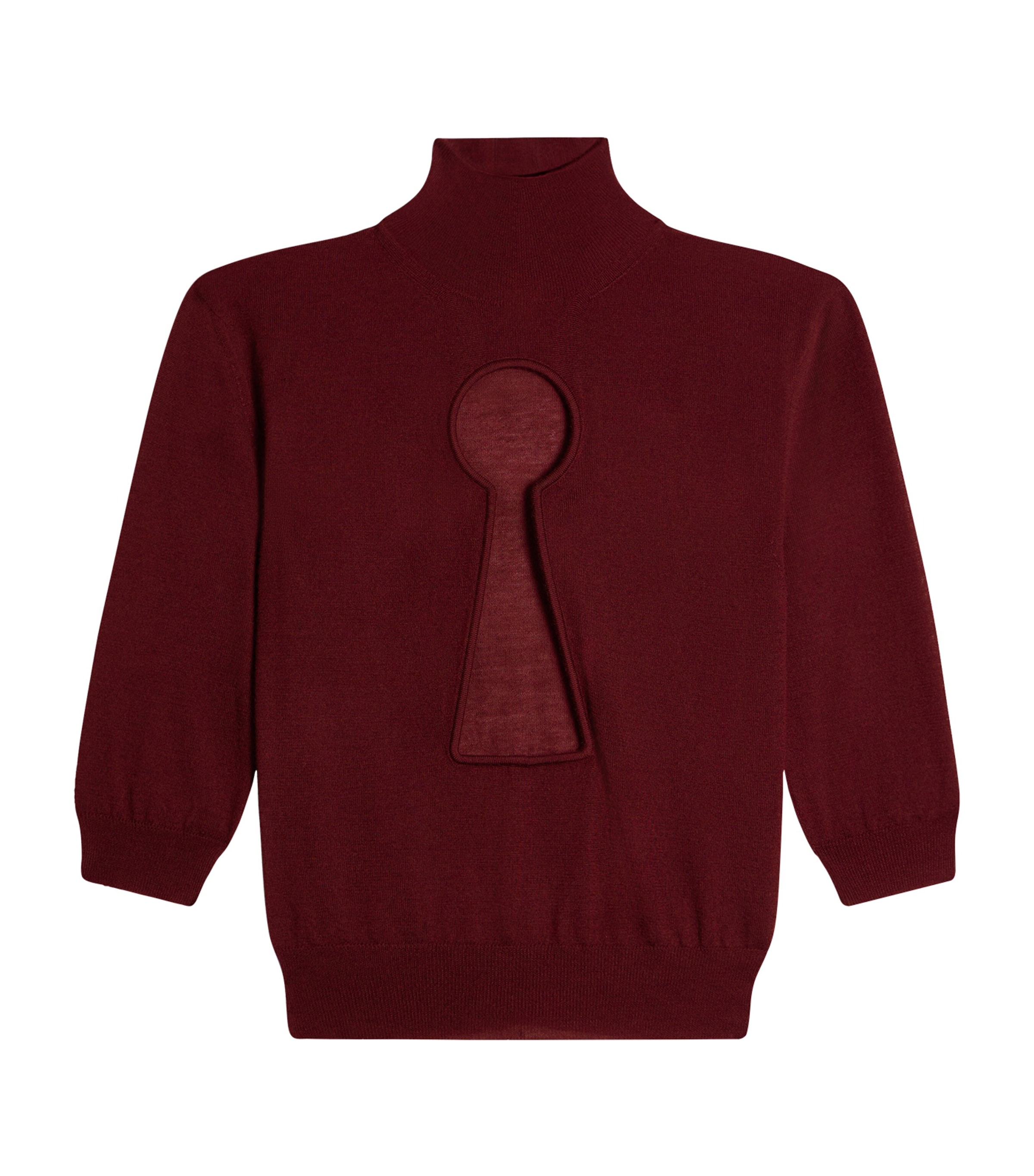 Schiaparelli Womens Cashmere Keyhole Sweater Burgundy