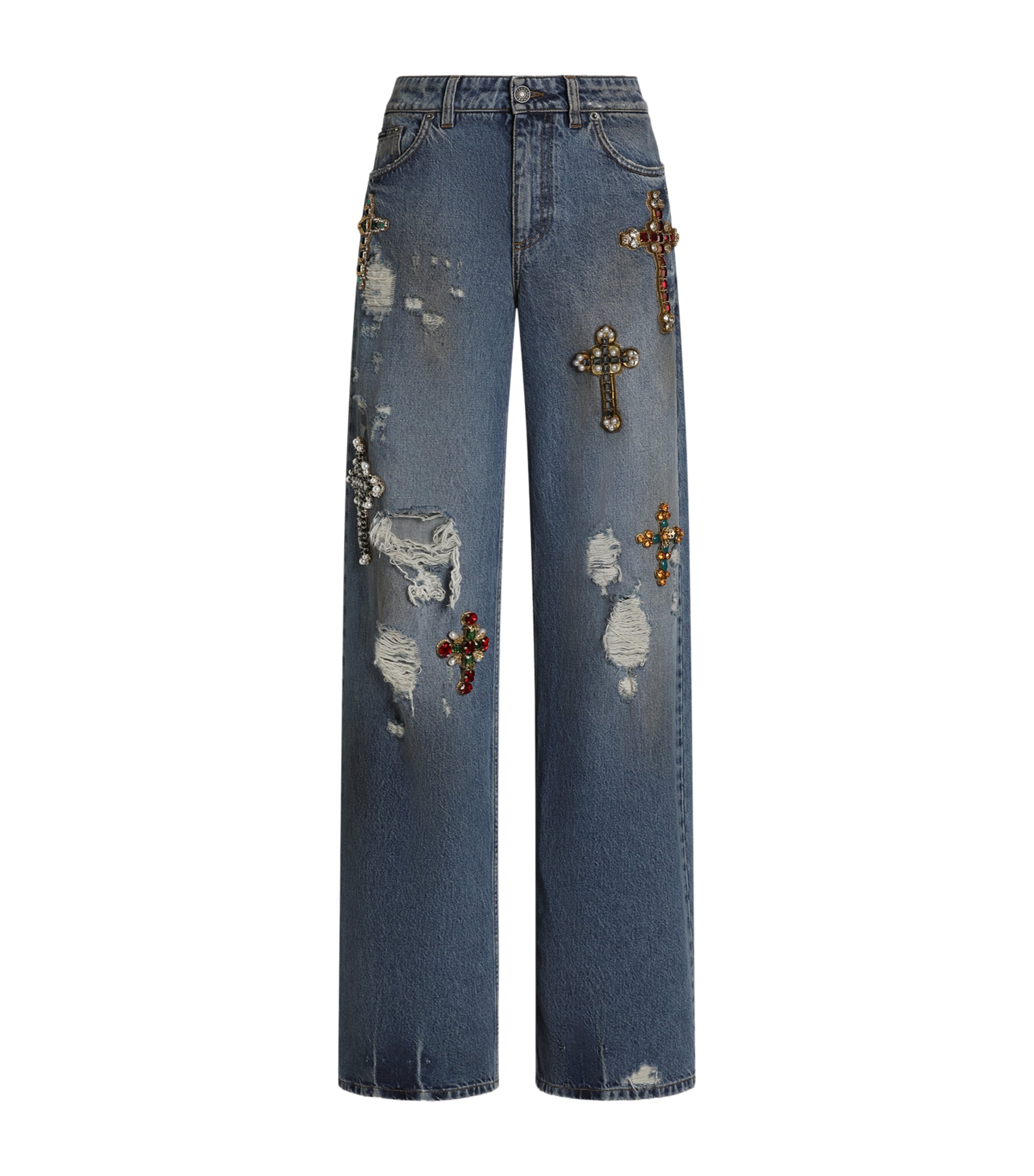 Dolce&Gabbana Womens Embellished Cross Jeans Combined Col
