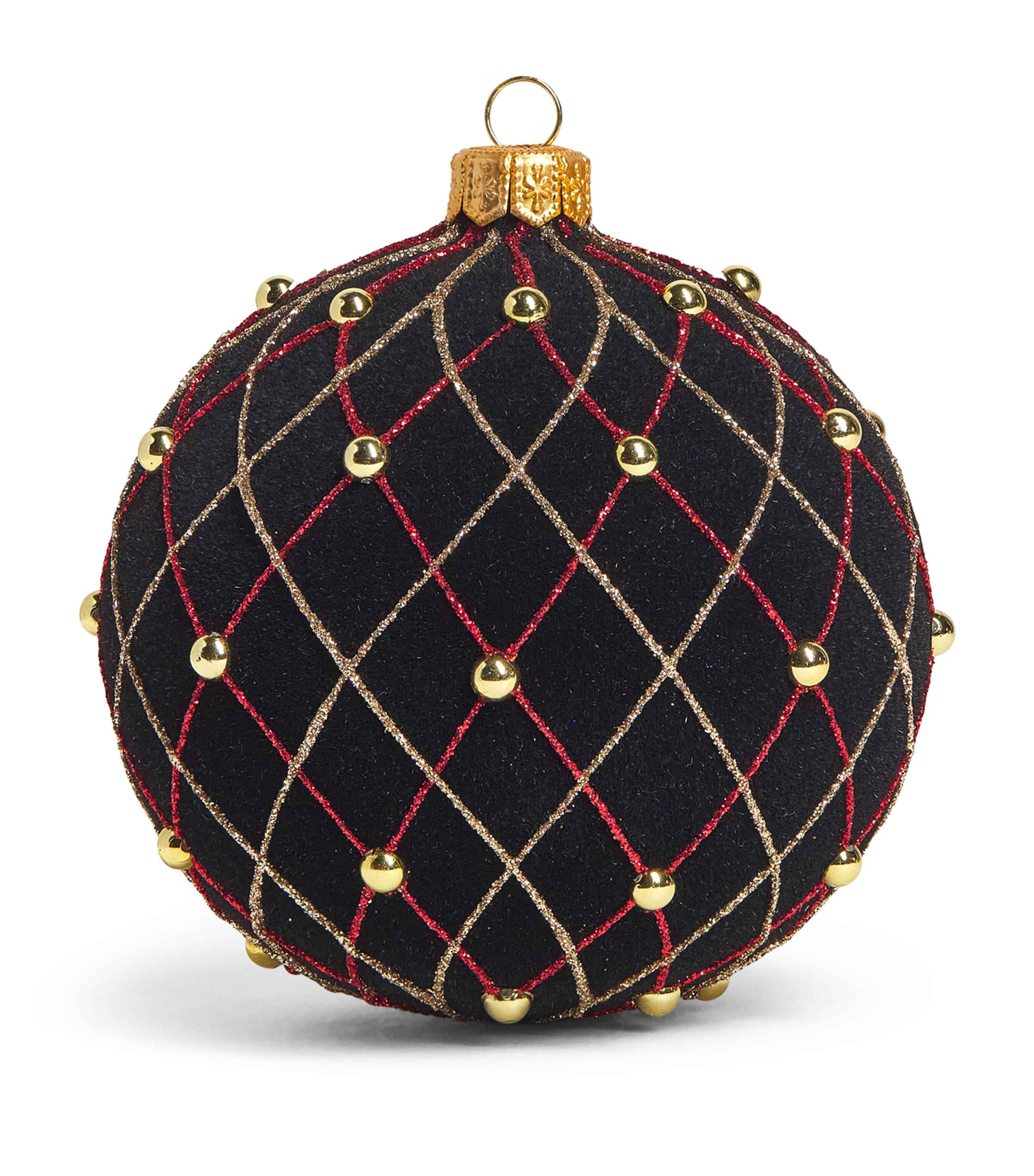 Harrods Embellished Criss-Cross Bauble Black Velvet