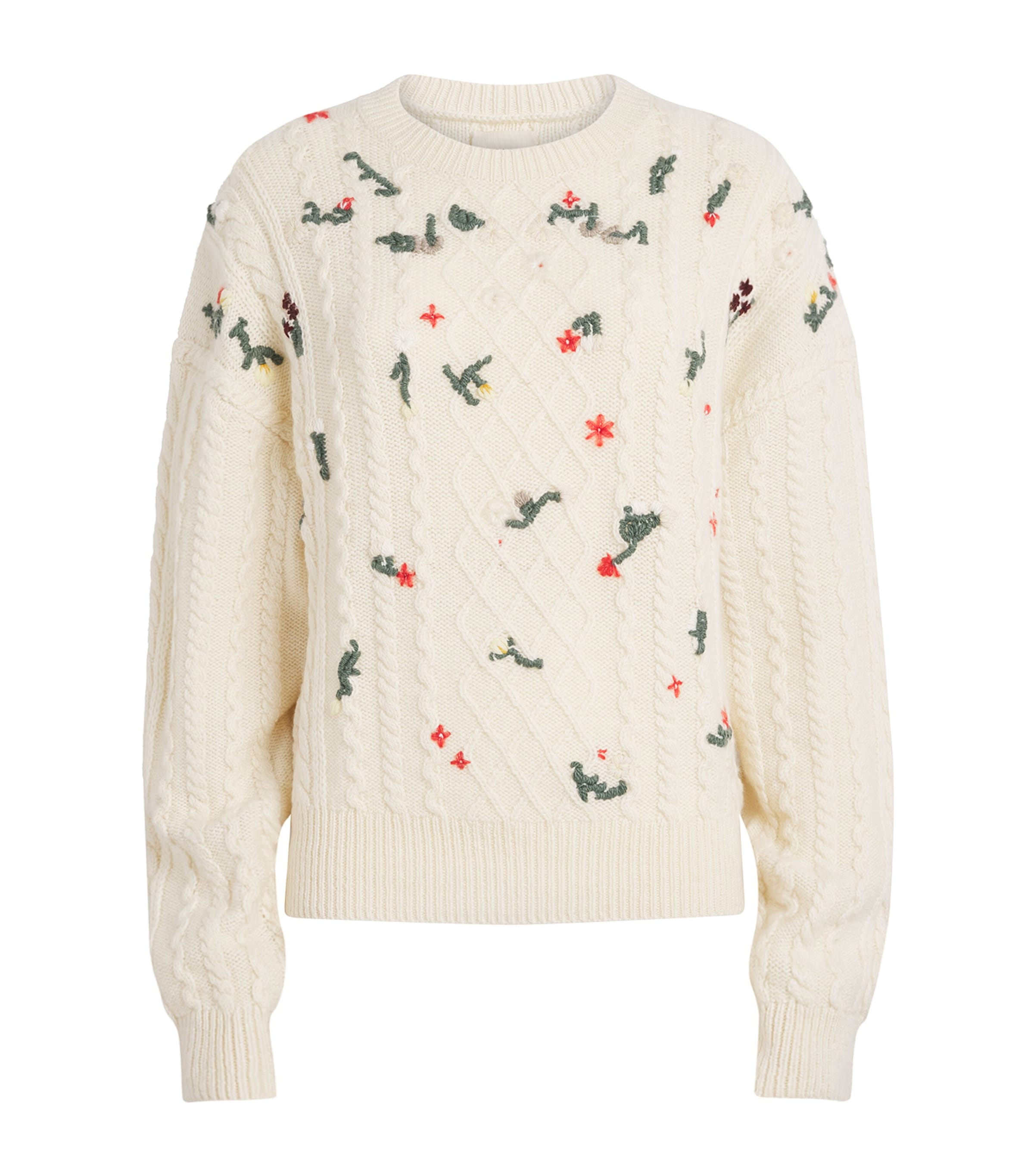 Khaite Womens Cashmere Cable-Knit Elias Sweater Ivory Glow