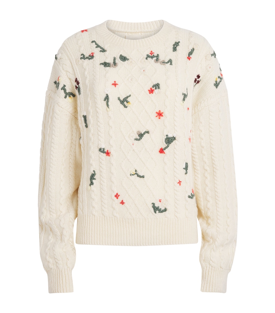 Khaite Womens Cashmere Cable-Knit Elias Sweater Ivory Glow