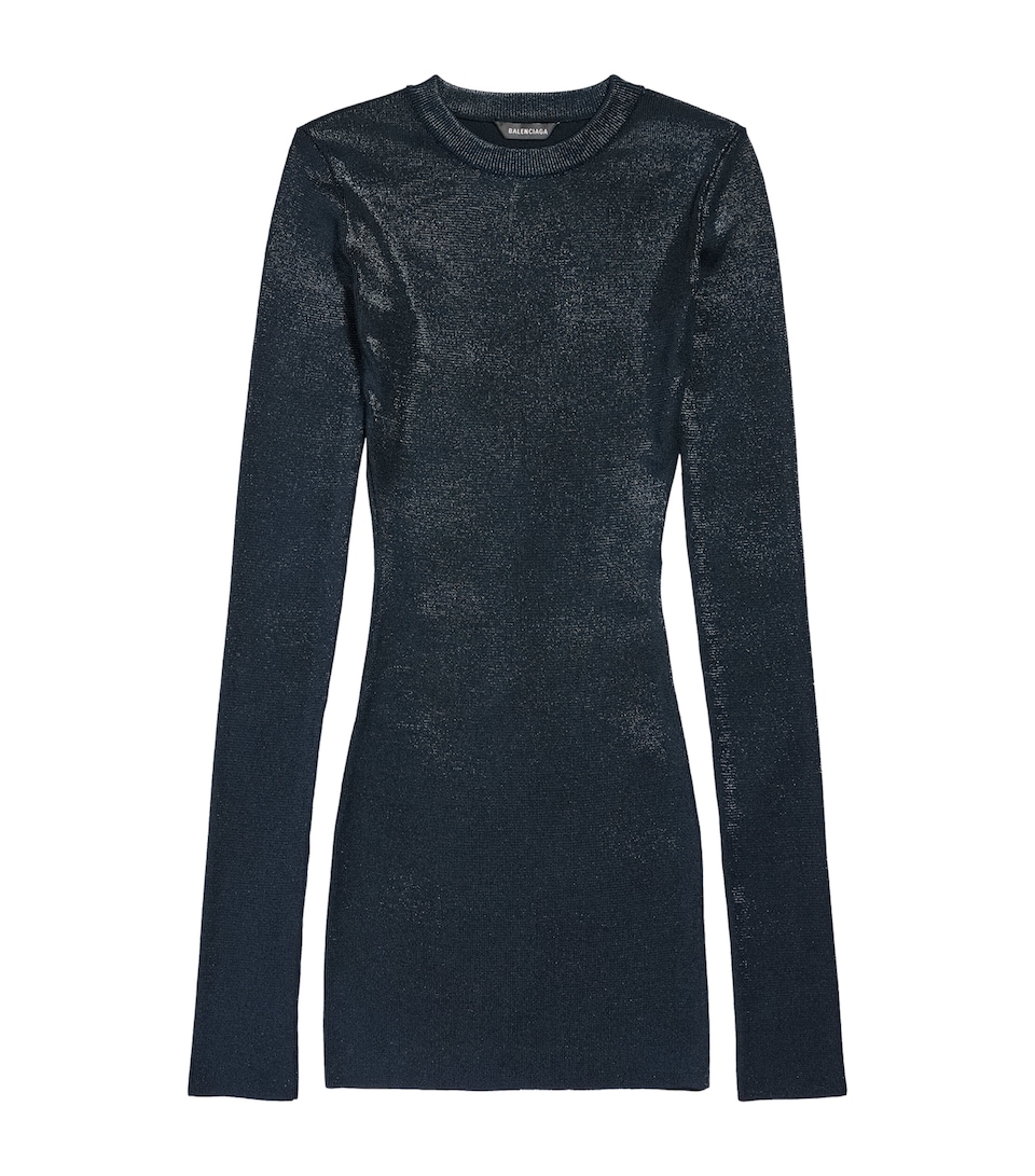 Metallic Long-Sleeve Mini Dress