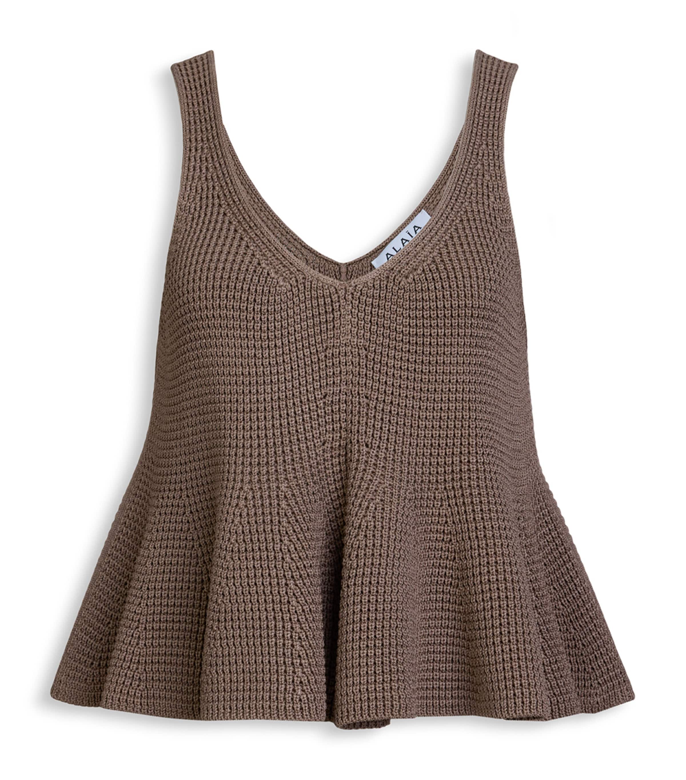 Alaïa Womens Silk Knit Peplum Top Mole