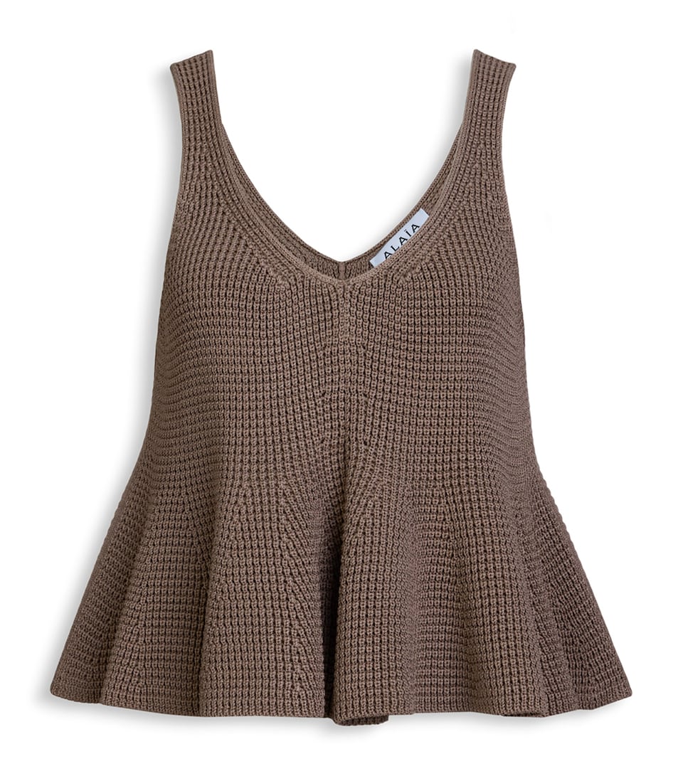 Alaïa Womens Silk Knit Peplum Top Mole