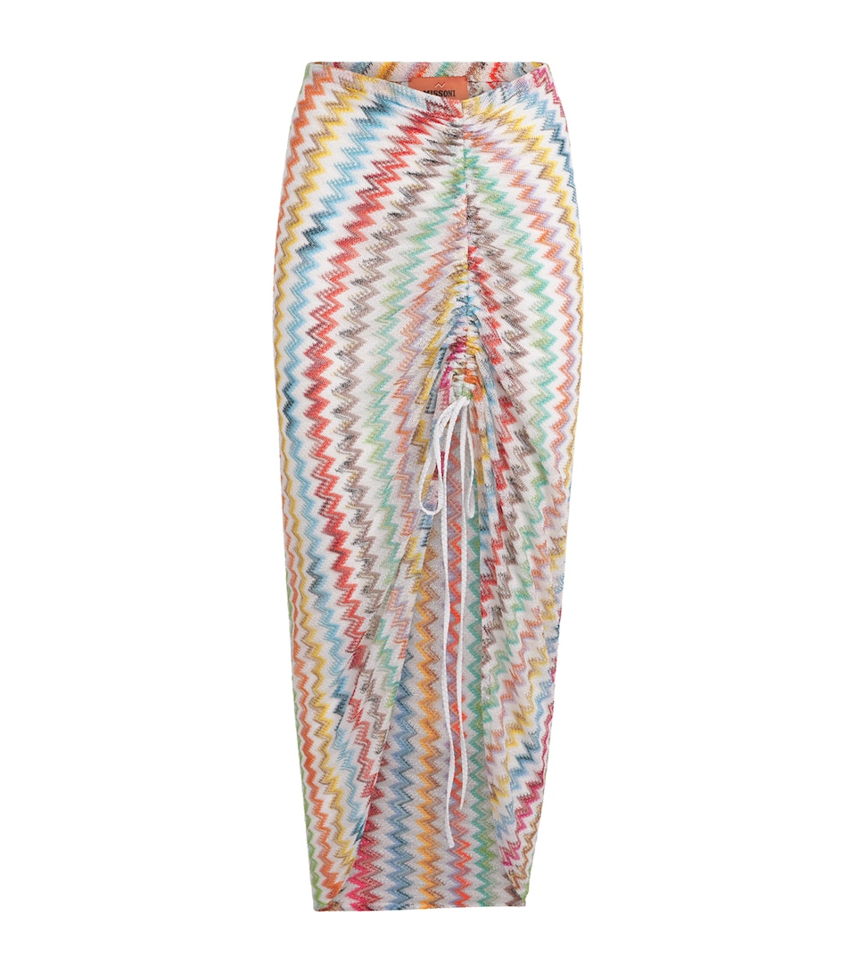 Missoni Womens Zigzag Ruched Maxi Skirt