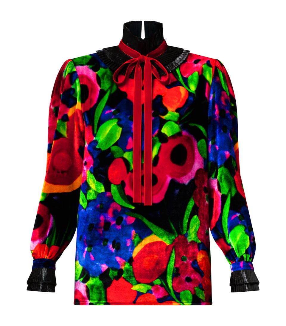 Metallic Ruffle-Collar Shirt