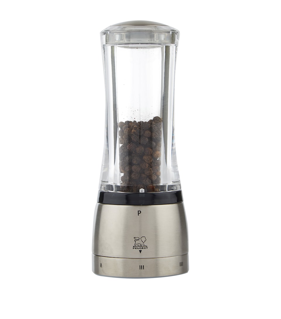 Peugeot Stainless Steel and Acrylic Daman U'Select Pepper Mill (16cm) Silver