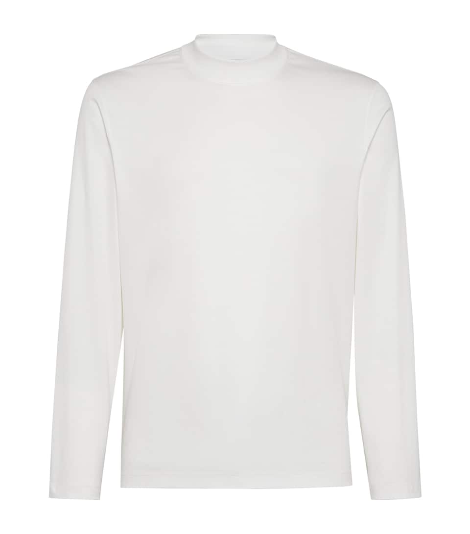 Cotton High-Neck T-Shirt