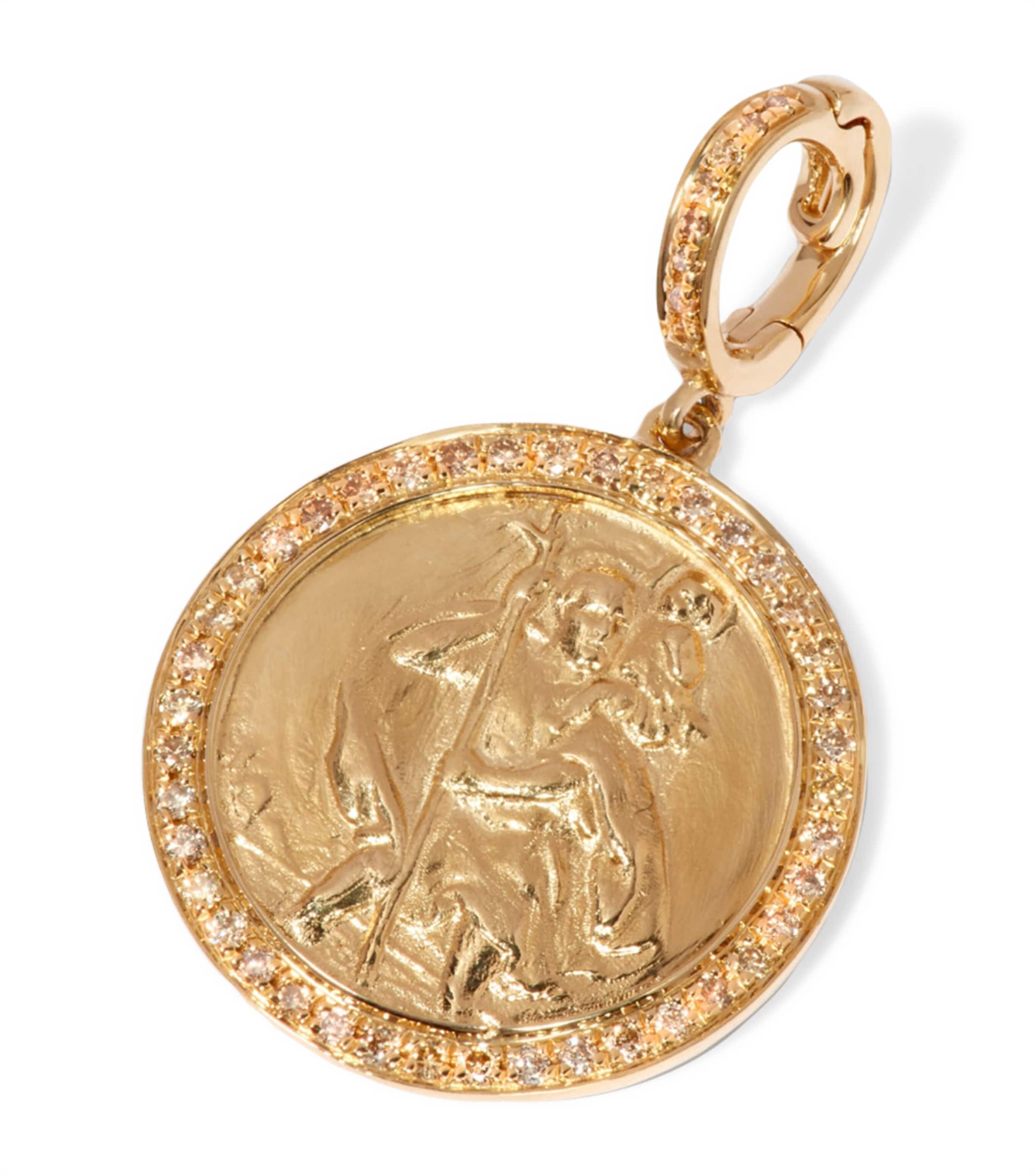 Annoushka Yellow Gold and Diamond St Christopher Charm Yellow Gold