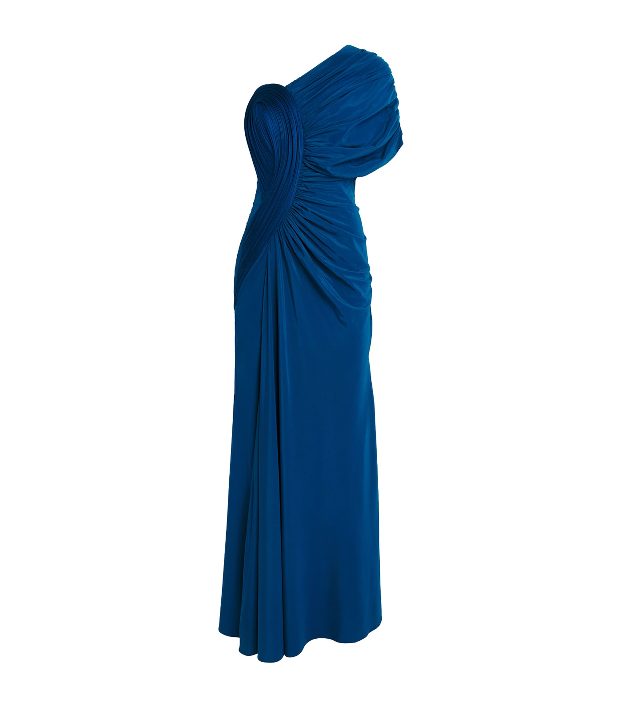 Gaurav Gupta Womens Silk Drape Gown Teal Blue