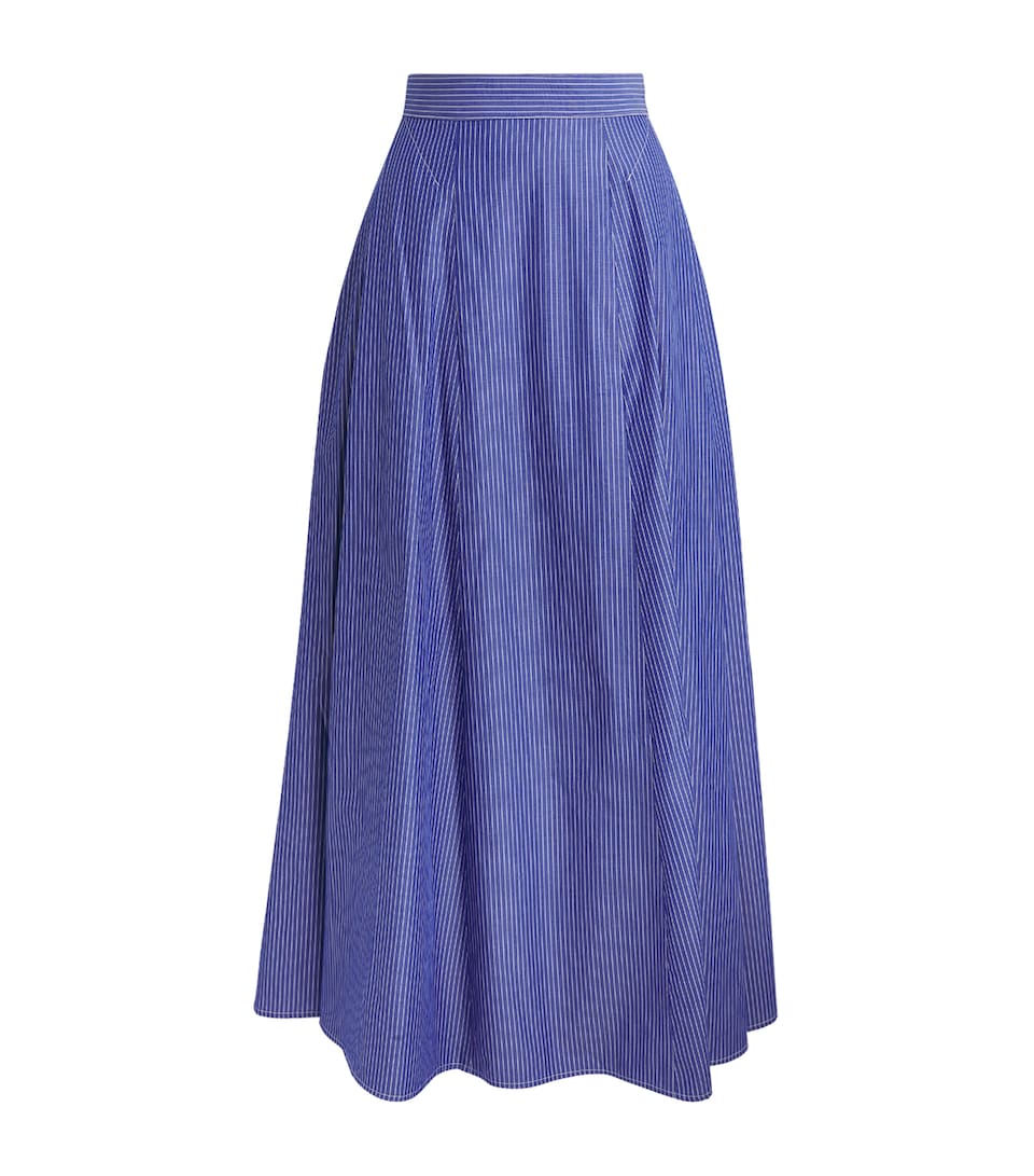 Palmer//Harding Womens Cotton Poplin Resilient Midi Skirt Blu Blu Cttn Pn Strp