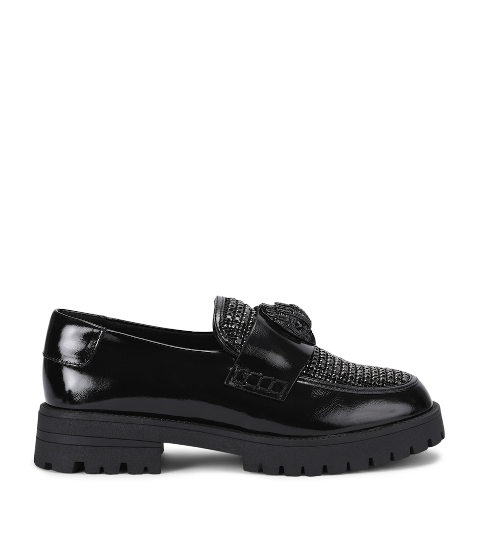 Kurt Geiger London Leather Embellished Eagle Loafers Black