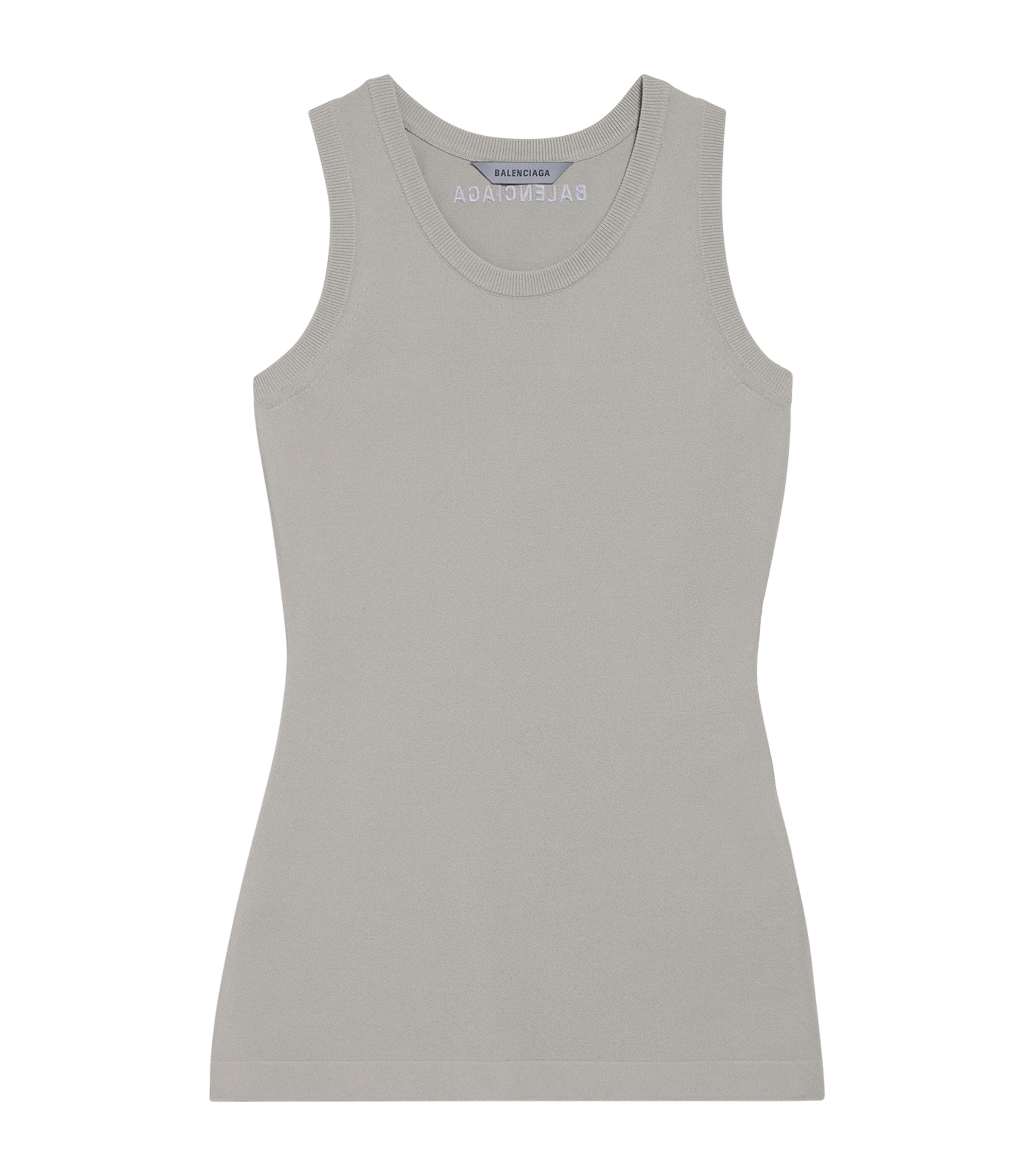 Balenciaga Womens Ribbed Logo Tank Top