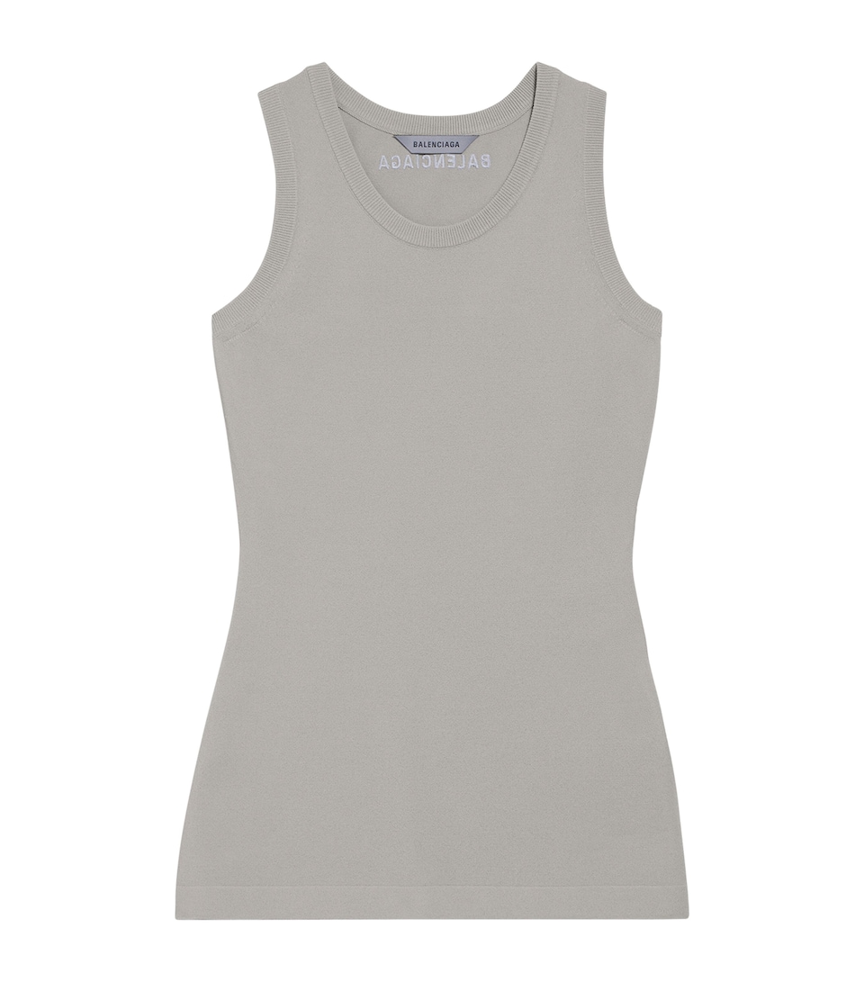 Balenciaga Womens Ribbed Logo Tank Top