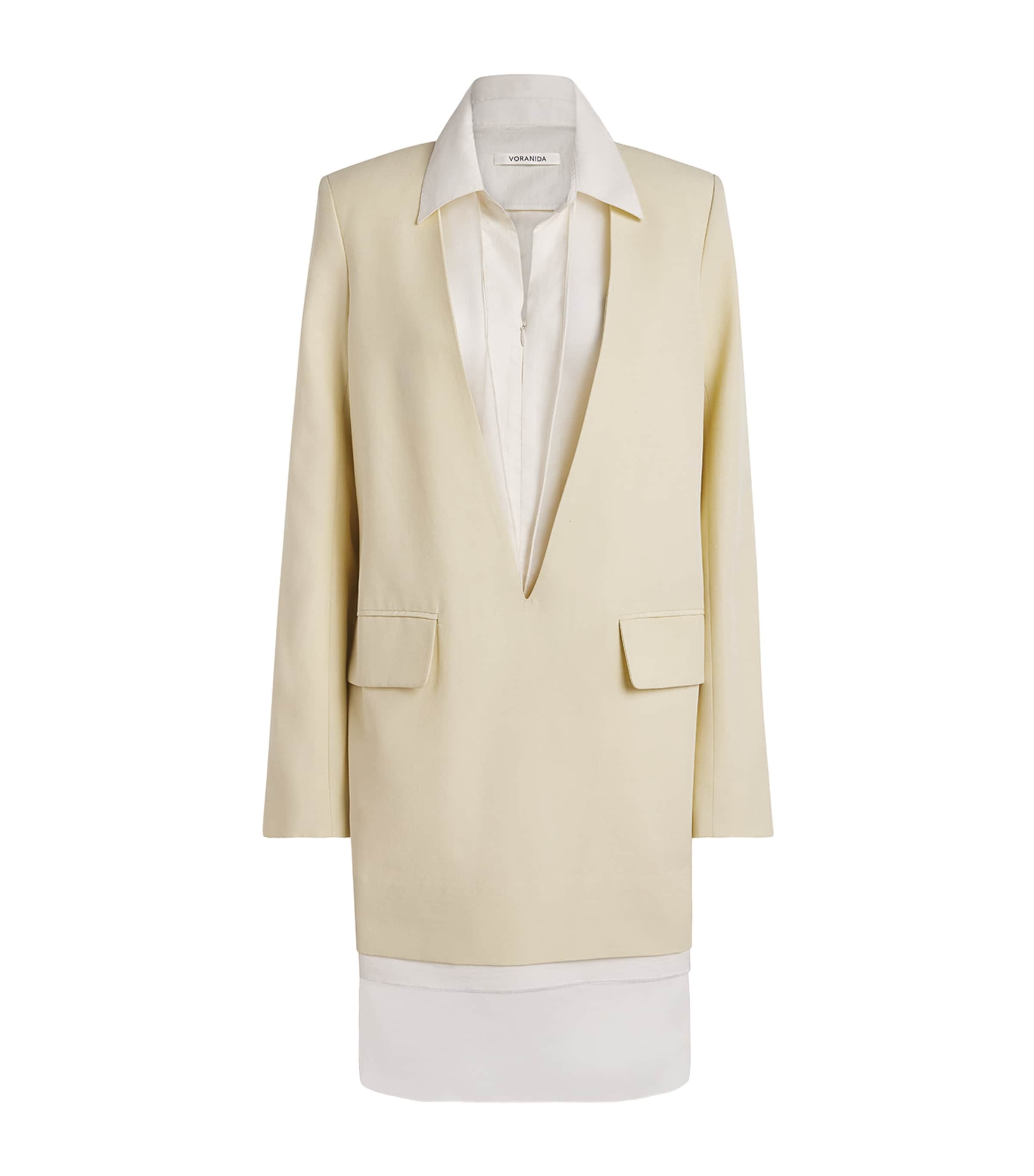 Voranida Womens Layered Nythera Blazer Mini Dress Butter