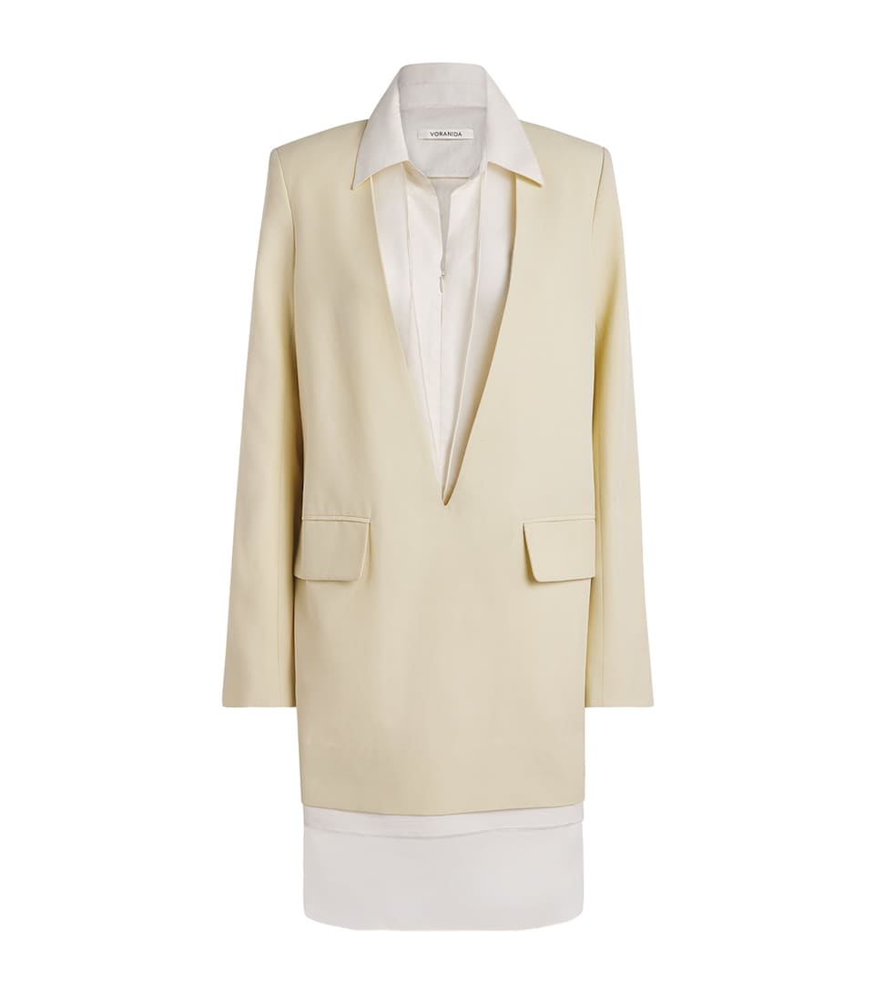 Voranida Womens Layered Nythera Blazer Mini Dress Butter